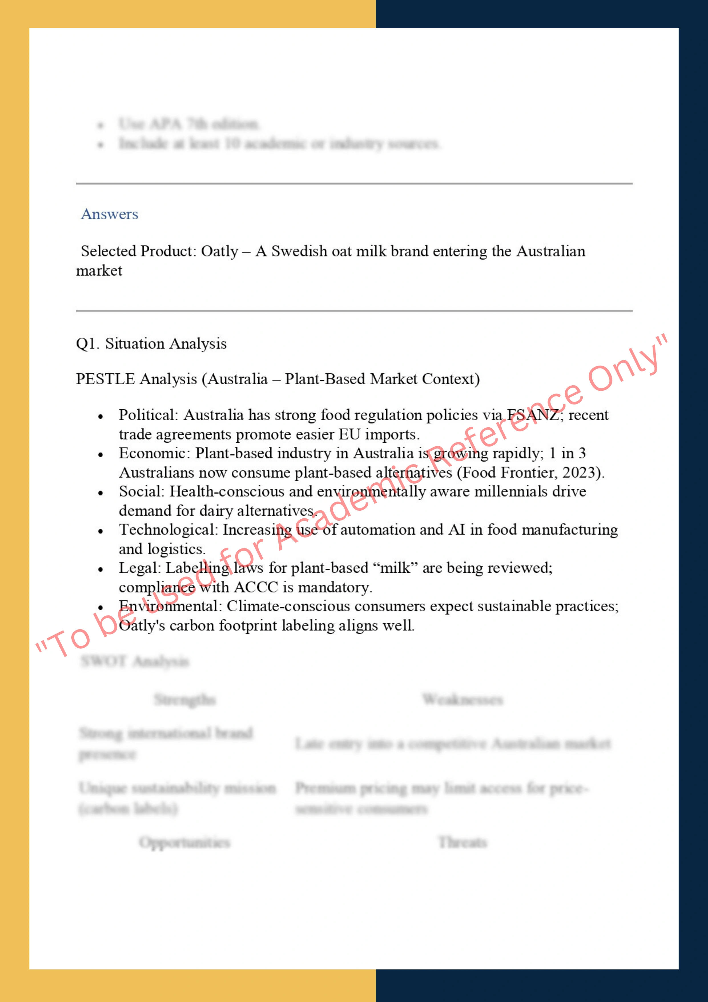 MKTG6001- Marketing Management: Individual Strategic Marketing Report 1