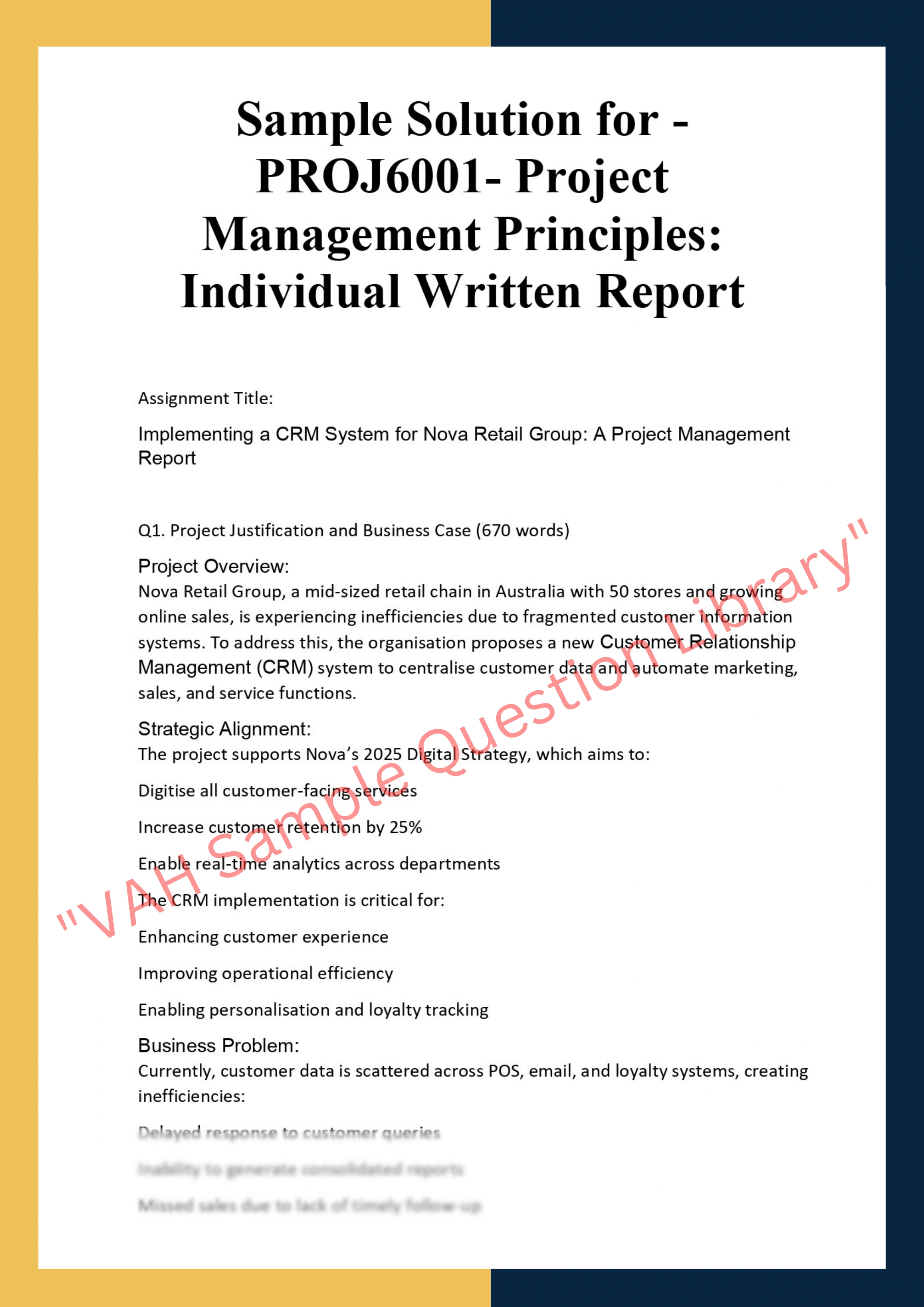 PROJ6001- Project Management Principles: Individual Written Report 0