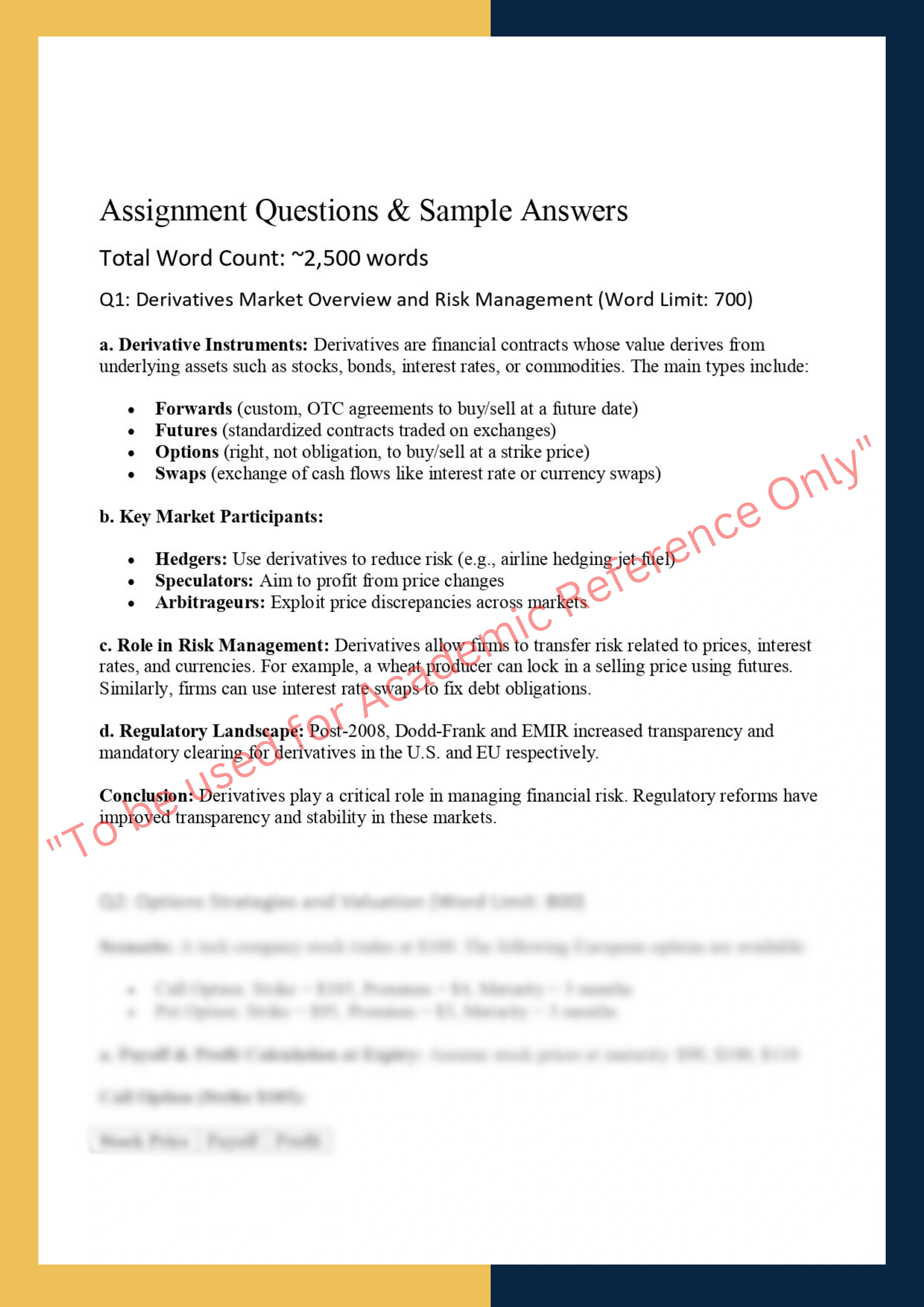 FINC6003: Financial Derivatives: Case-Based Analytical Report 1