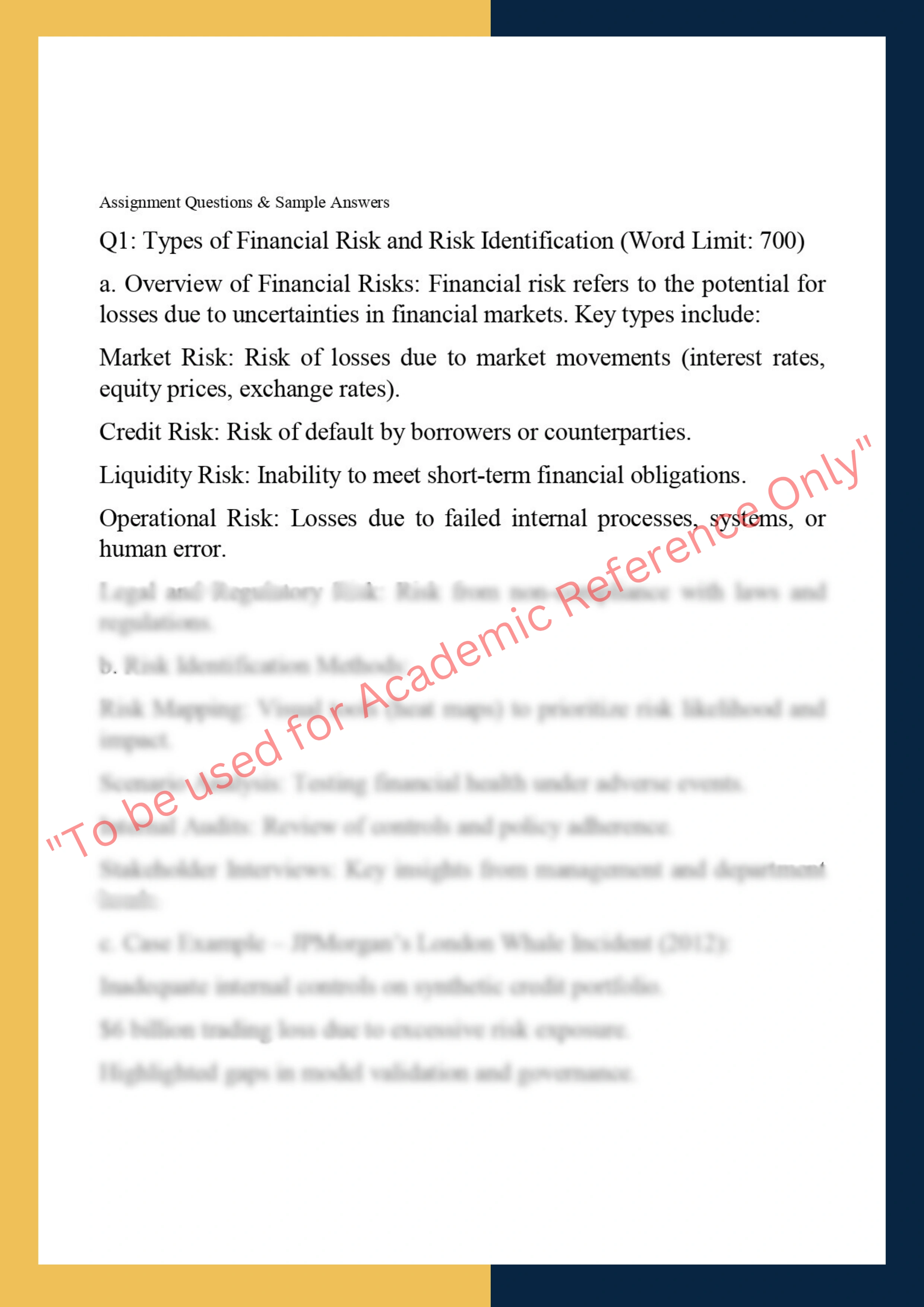 FINC6005: Financial Risk  Management 1