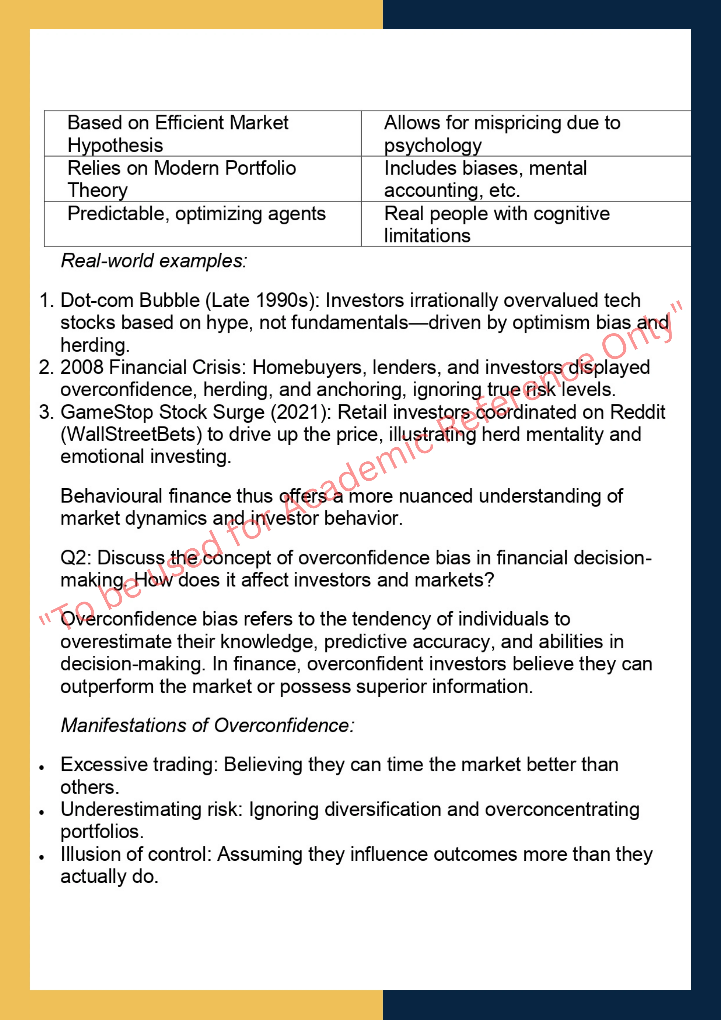FINC6014 –  Behavioural Finance 1