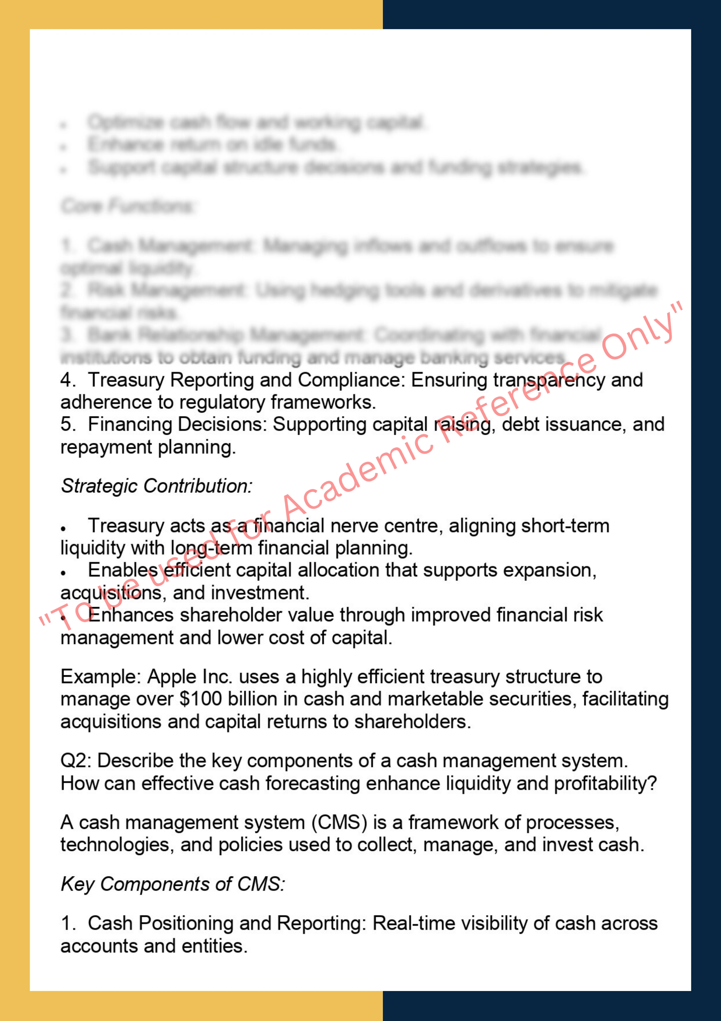 FINC6015 – Treasury & Cash Management 1