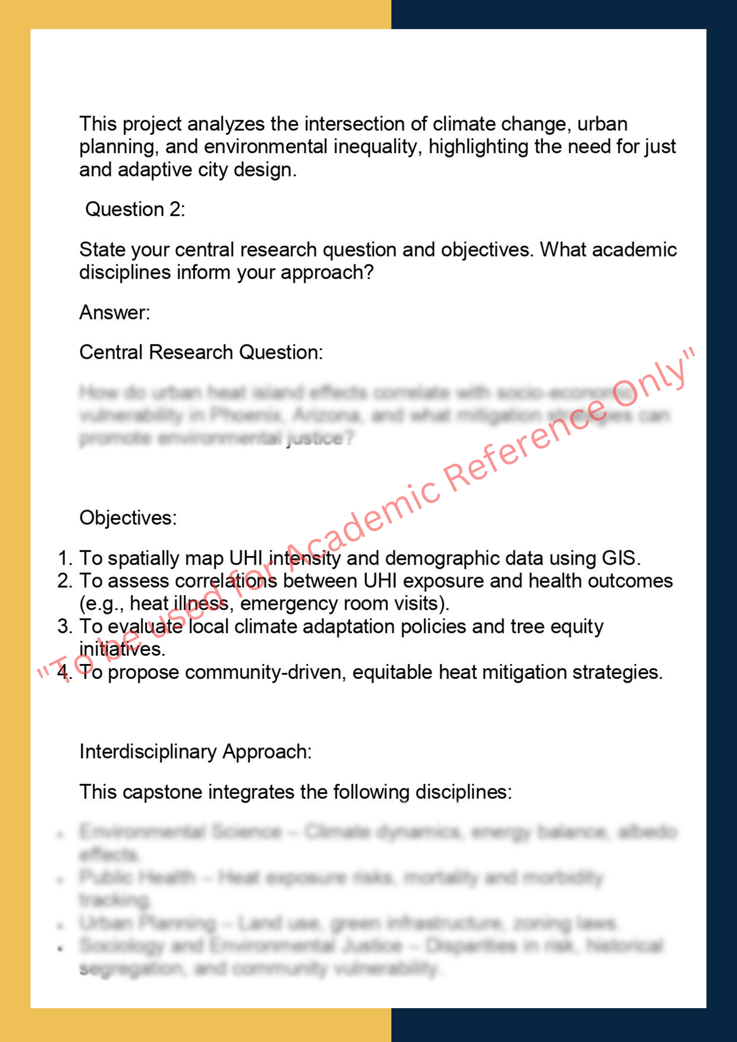 ENVN7001- Environmental Studies Capstone 1