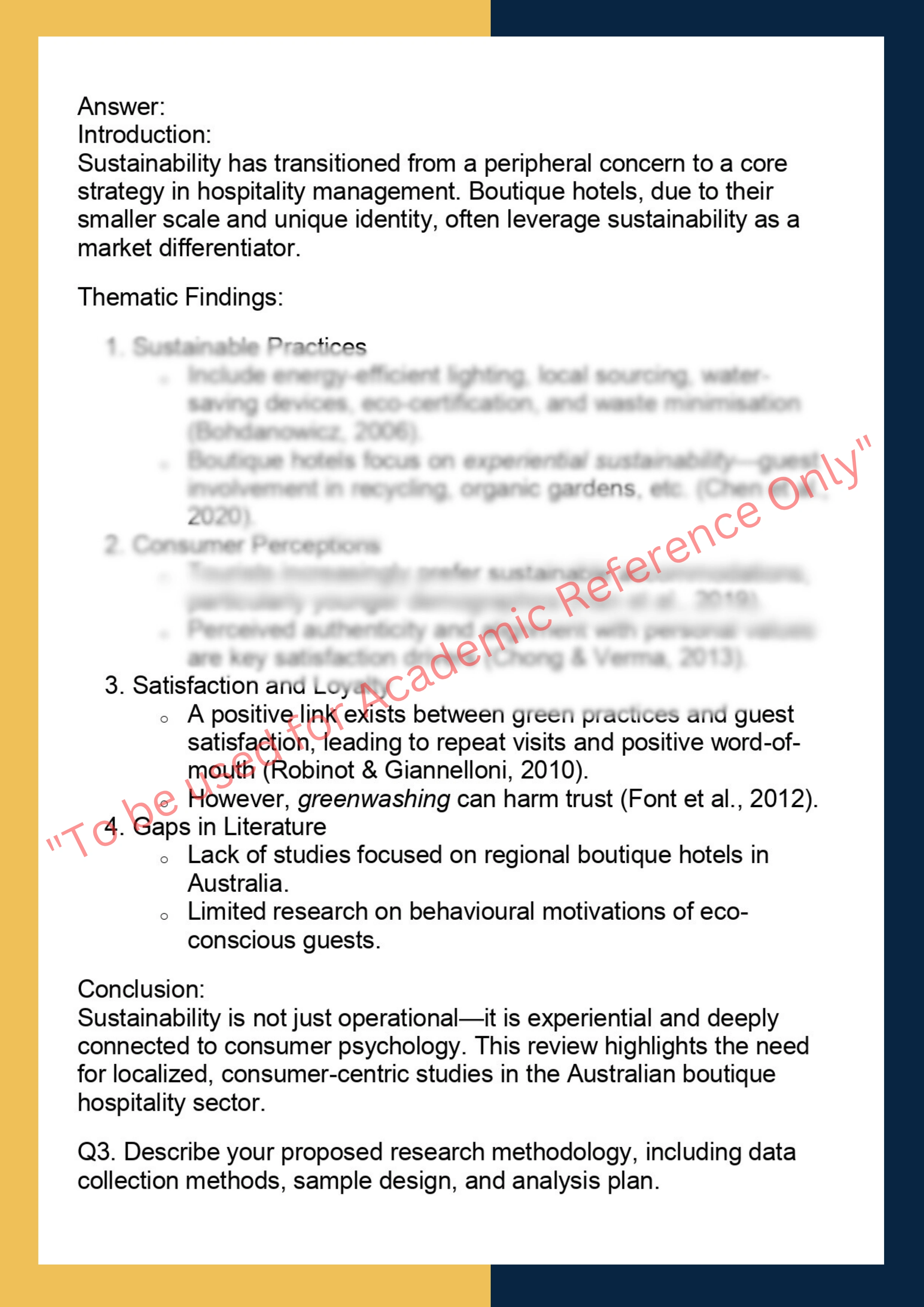 TOUR7001– Tourism & Hospitality Research  Project 1