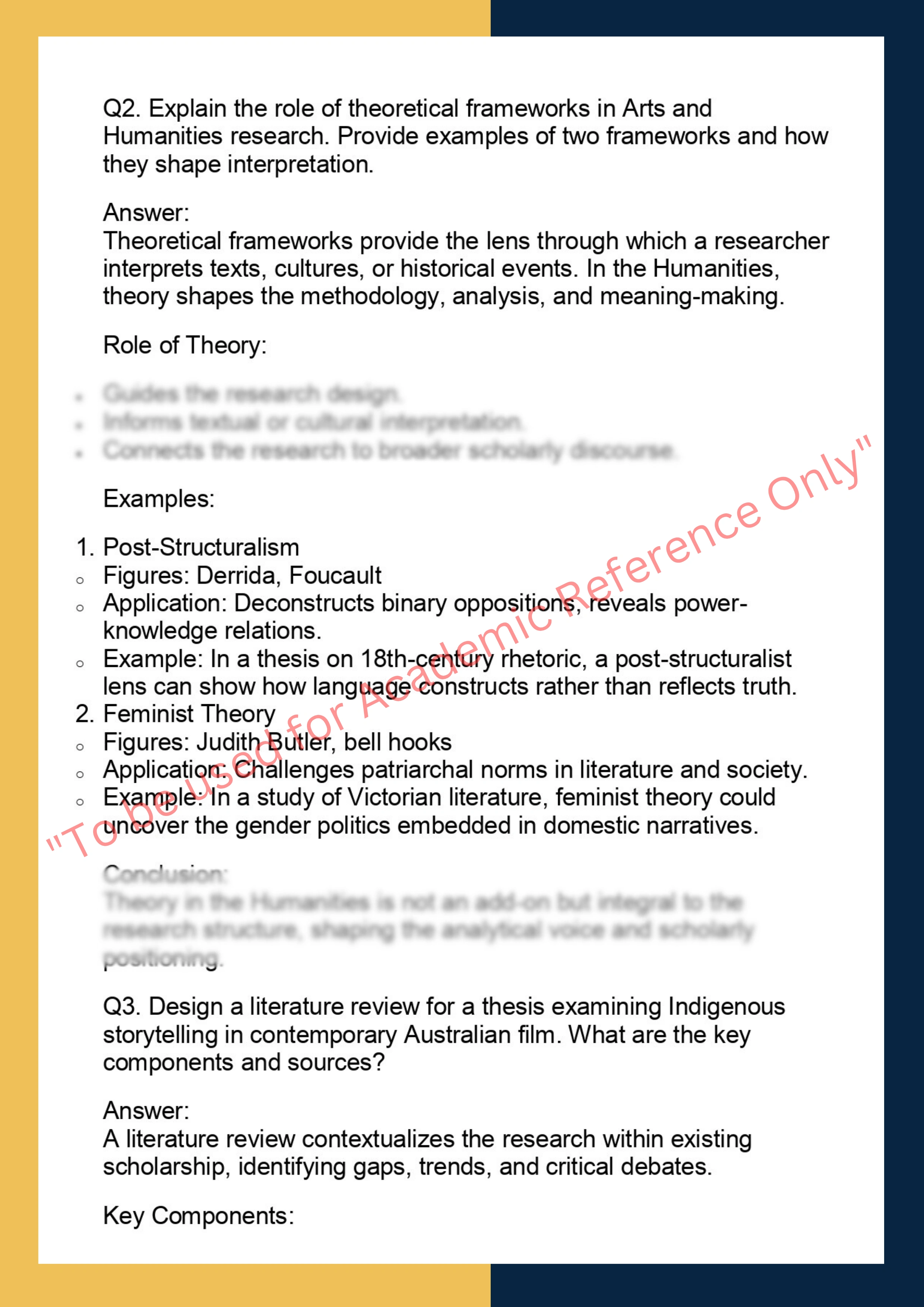 ARTS7000– Arts and Humanities Thesis 1