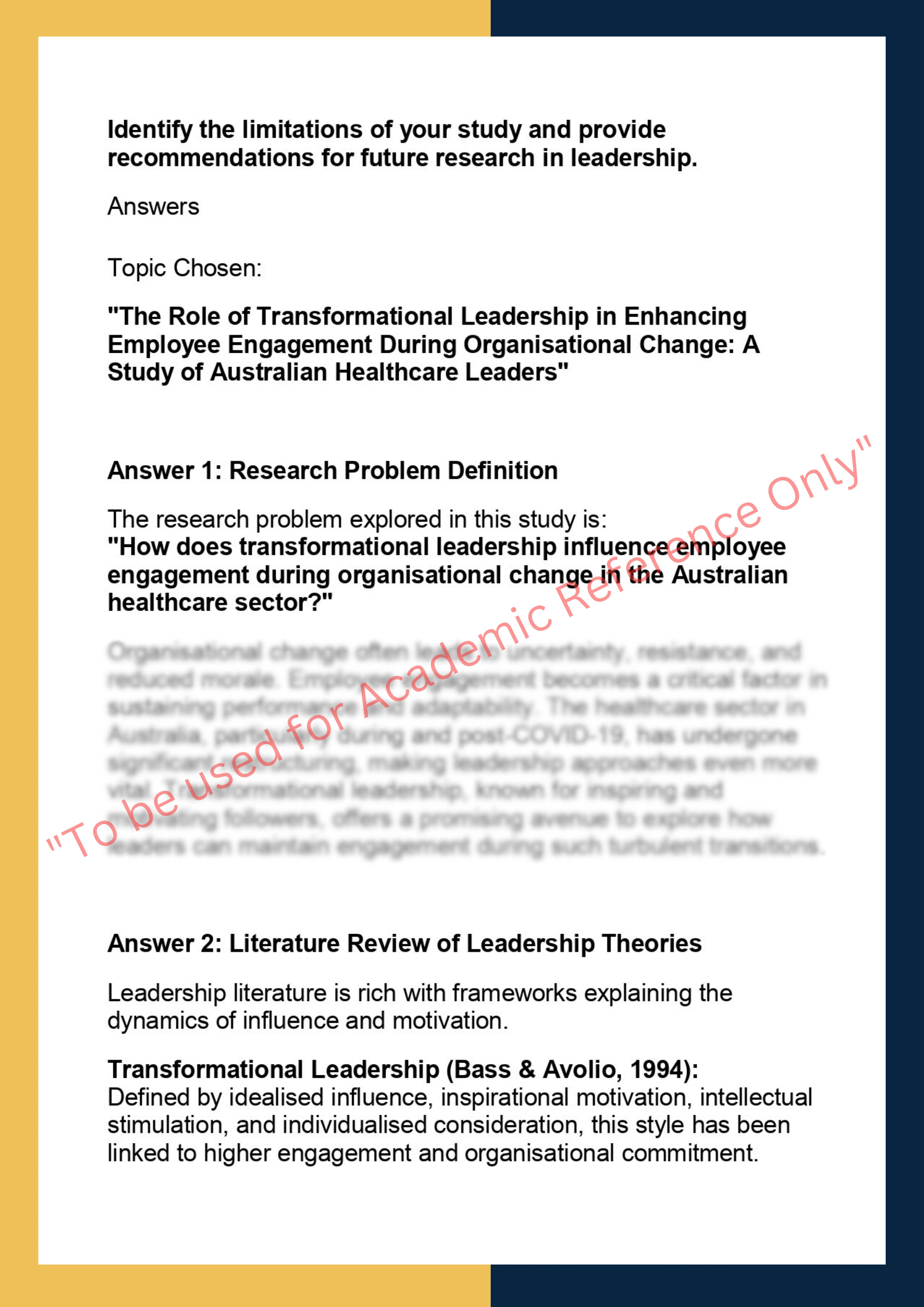 LEAD7001:  Leadership Research Project 1