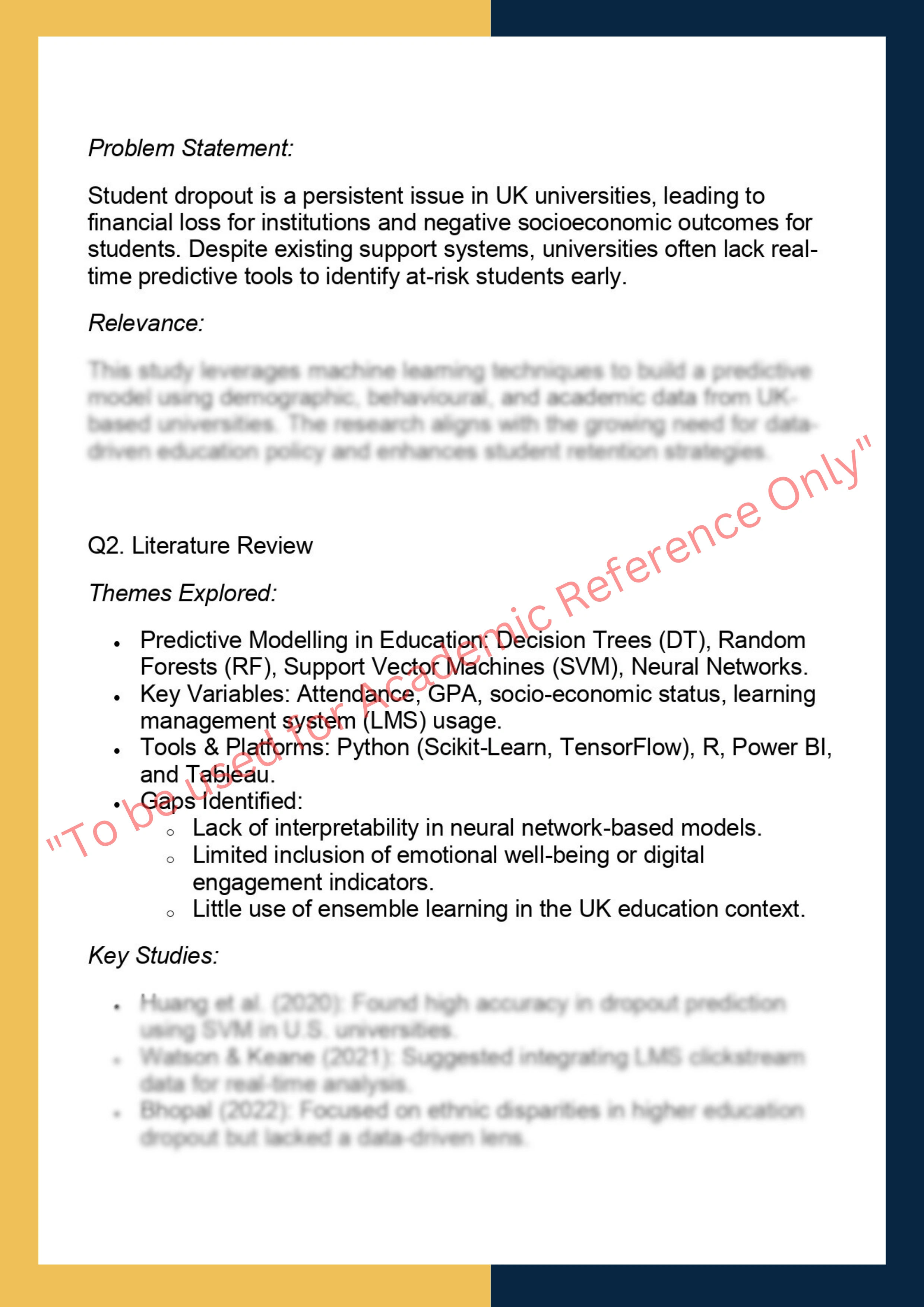 DATA7000 –  Data Analytics Thesis 1