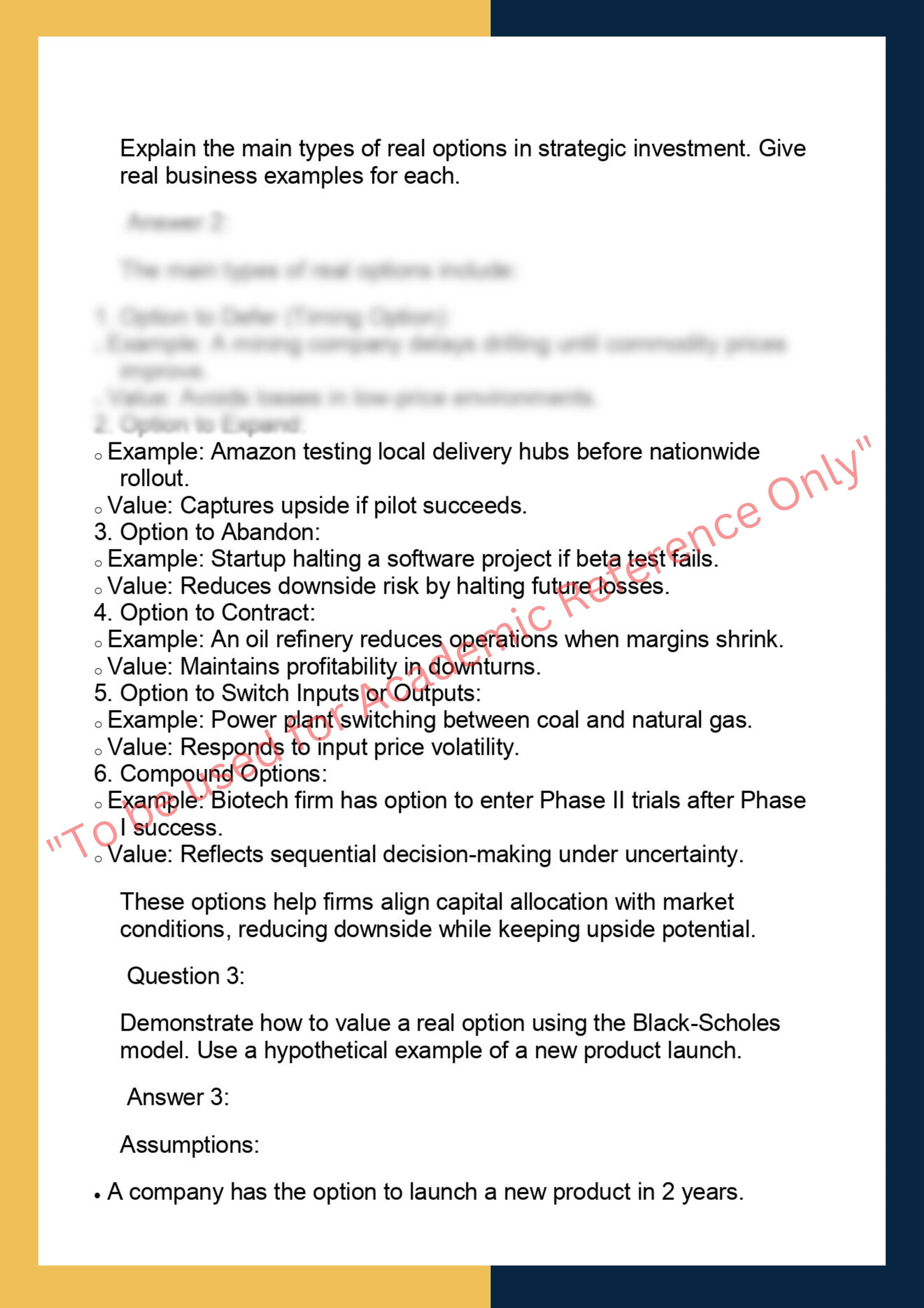 FINC6029 – Real Options and Strategic Investment Analysis 1