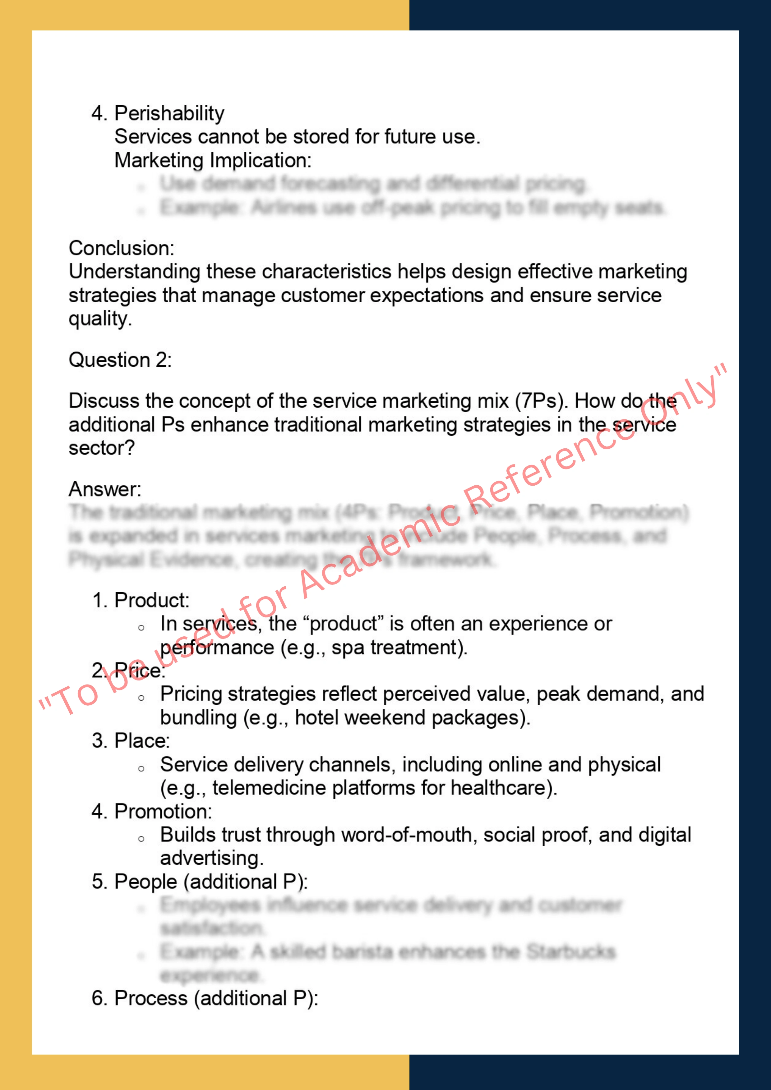 MKTG6006 -  Services Marketing 1