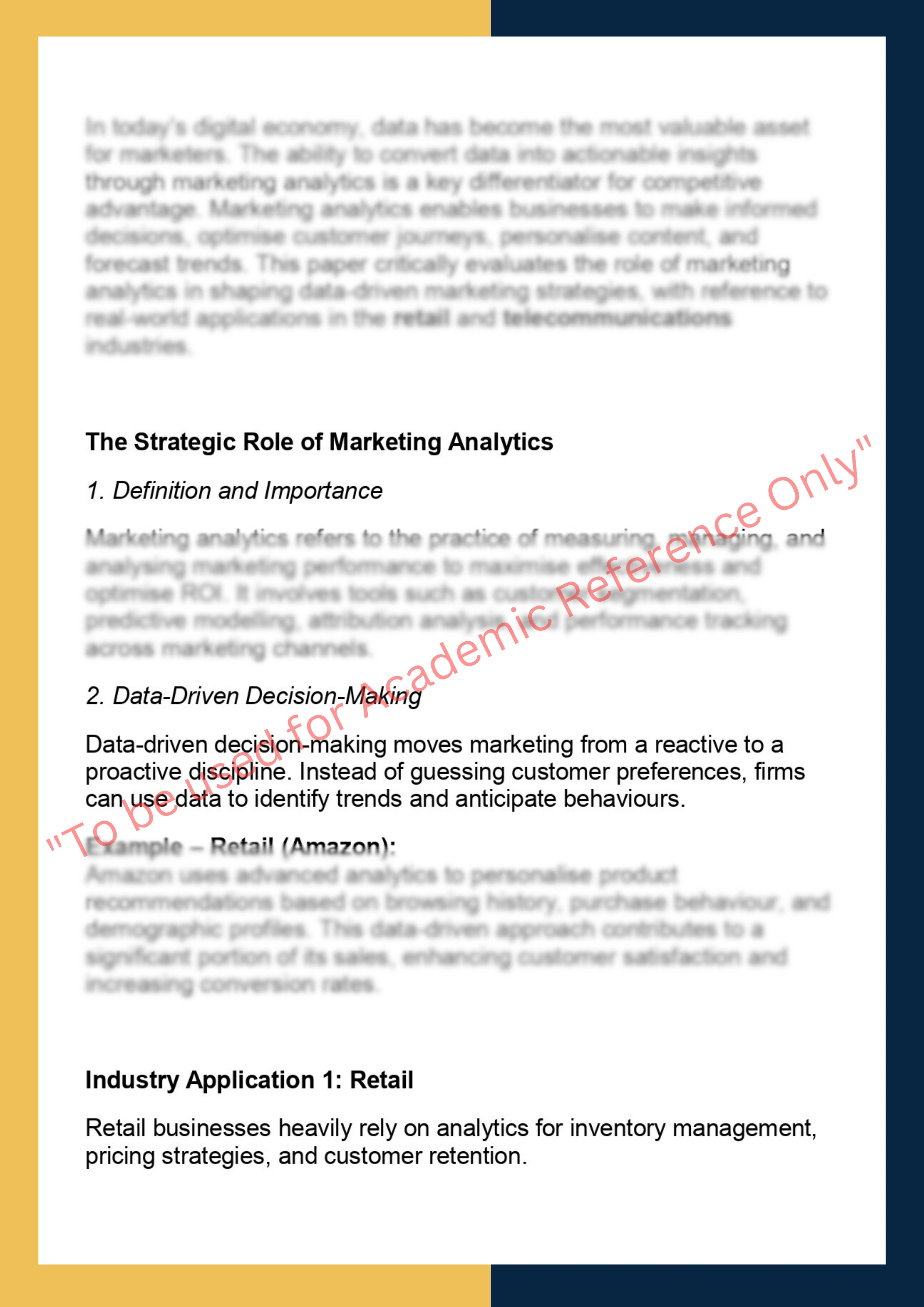MK7007 –  Marketing Analytics 1