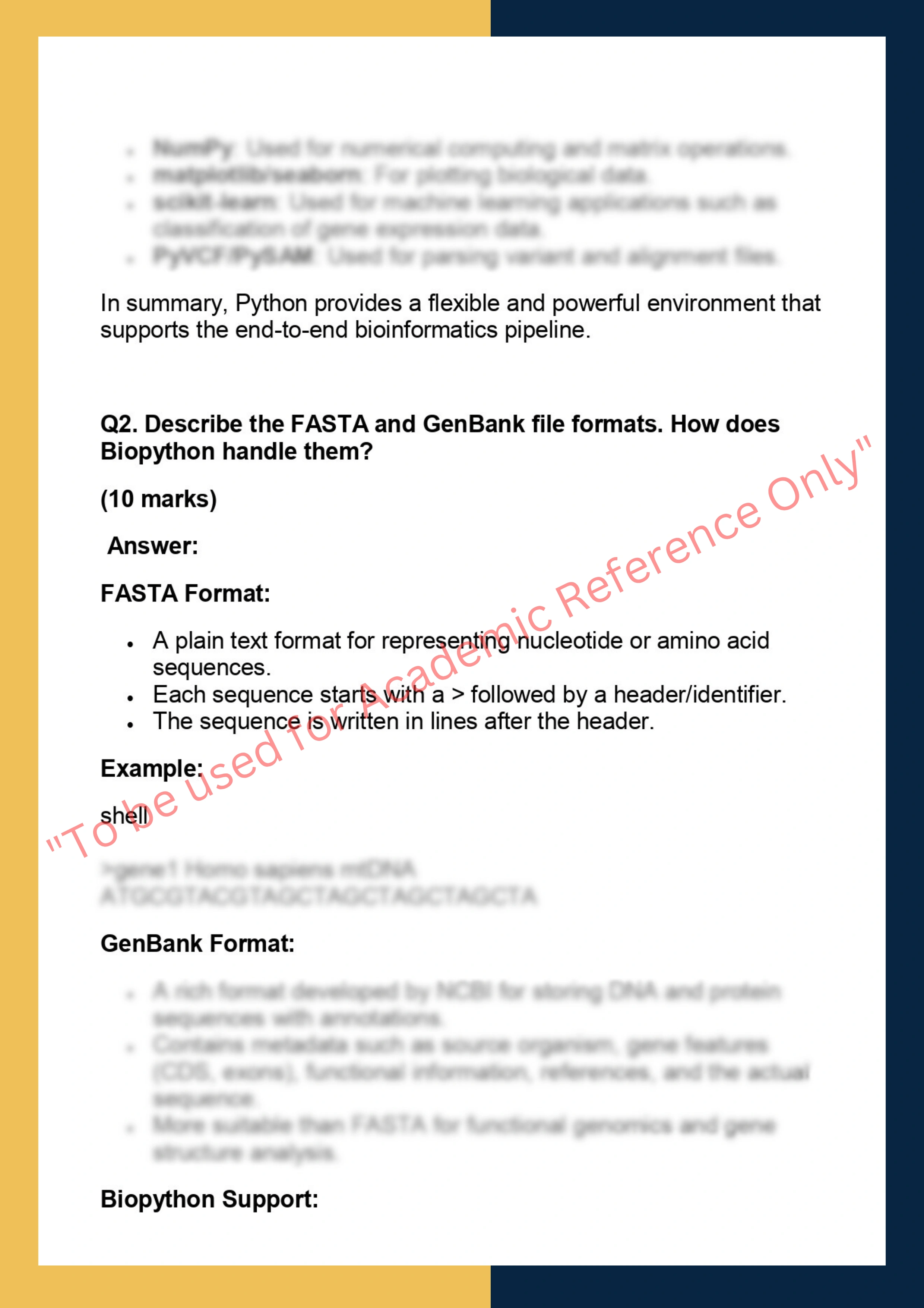 BIOP688 – Bioinformatics Applications in  Python 1