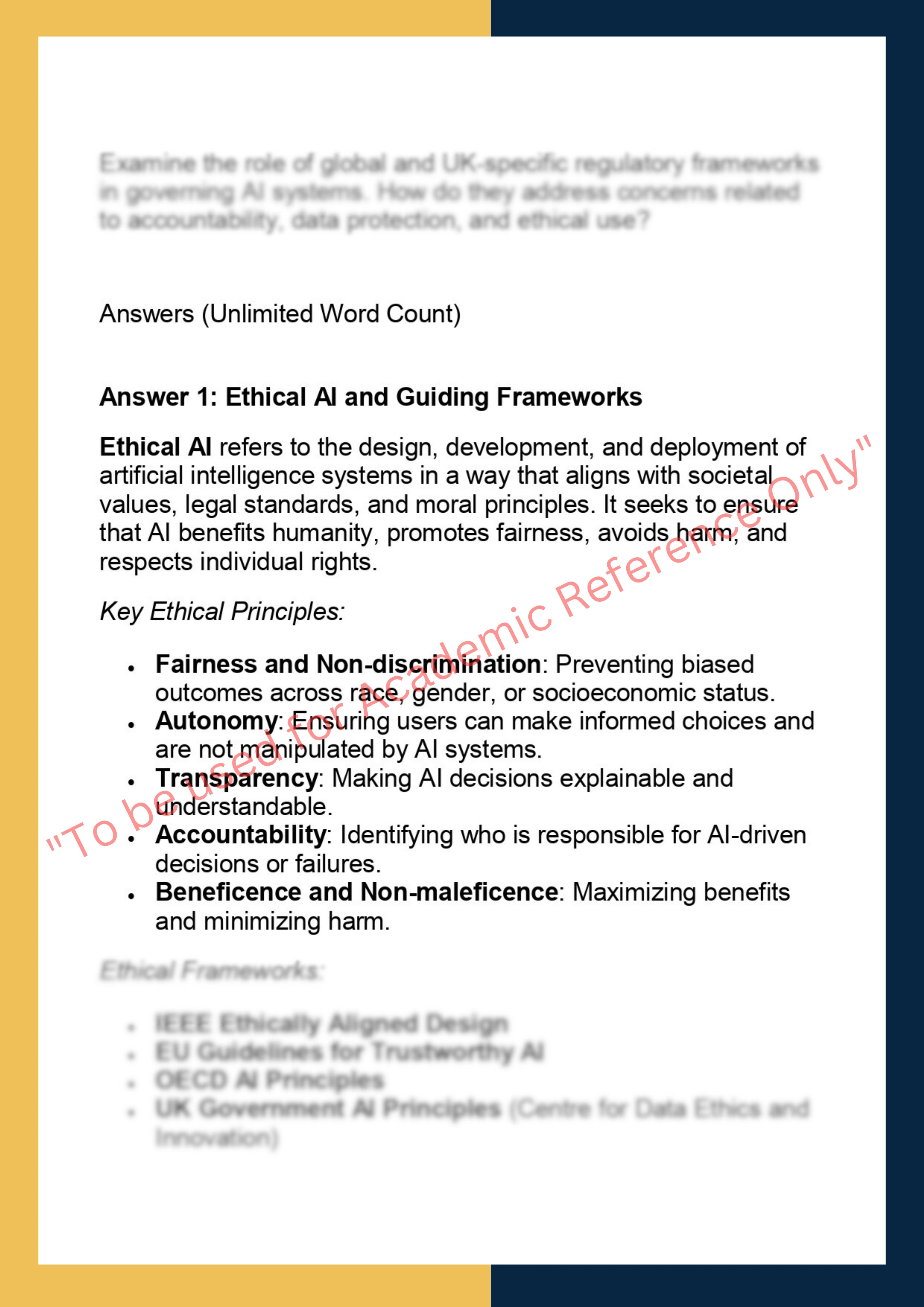 DS5007 – Ethics, Privacy & Regulation in  AI 1