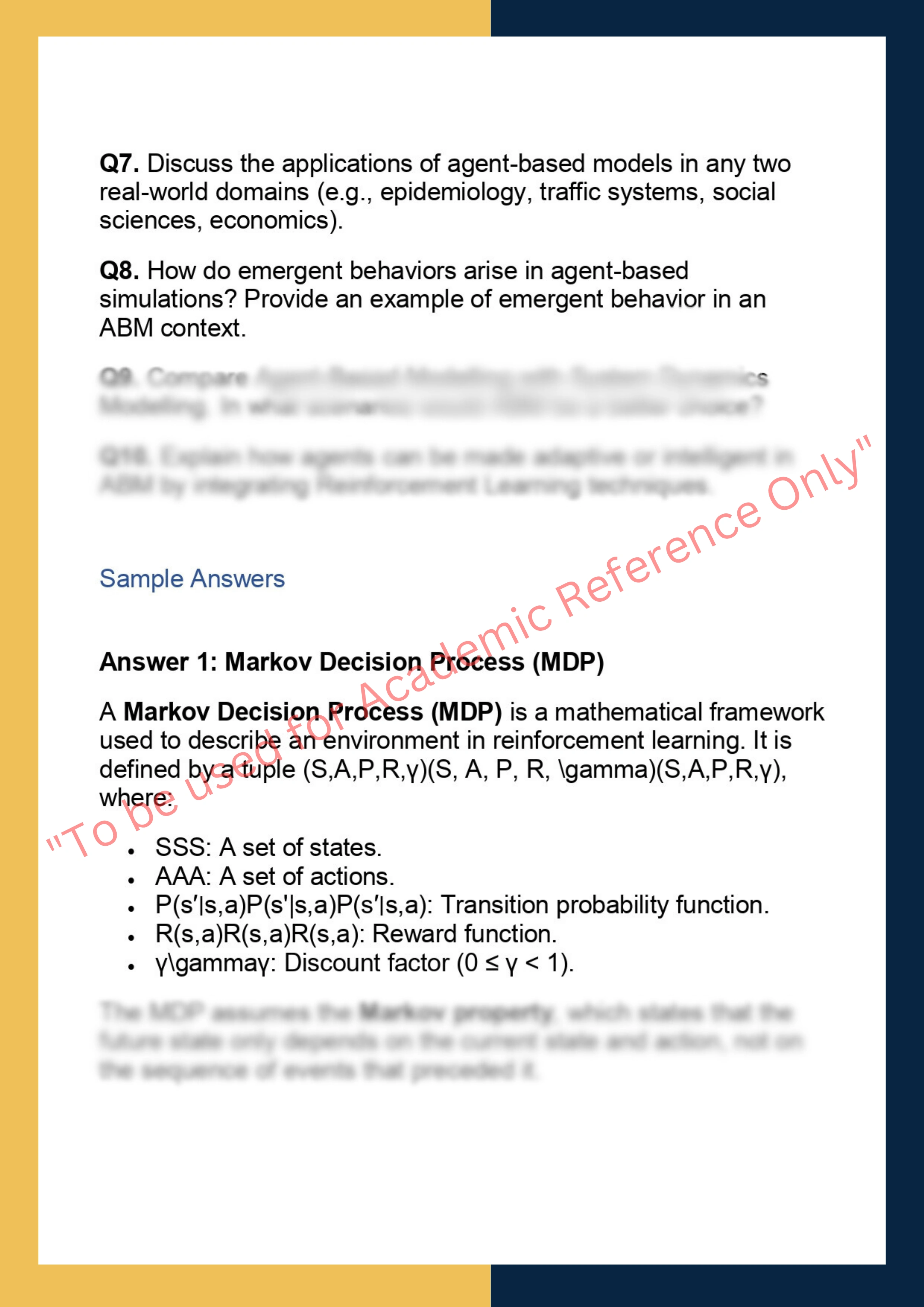 DS5010 – Reinforcement Learning & Agent-Based Modelling 1