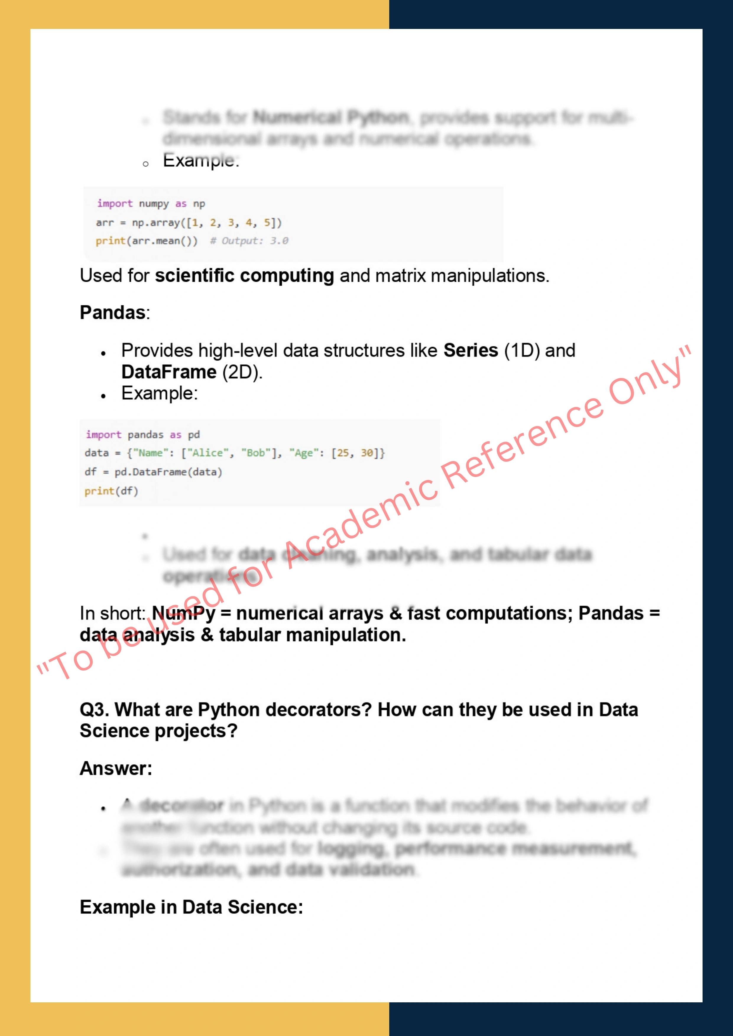 PYPR601 – Python Programming for Data  Science 1