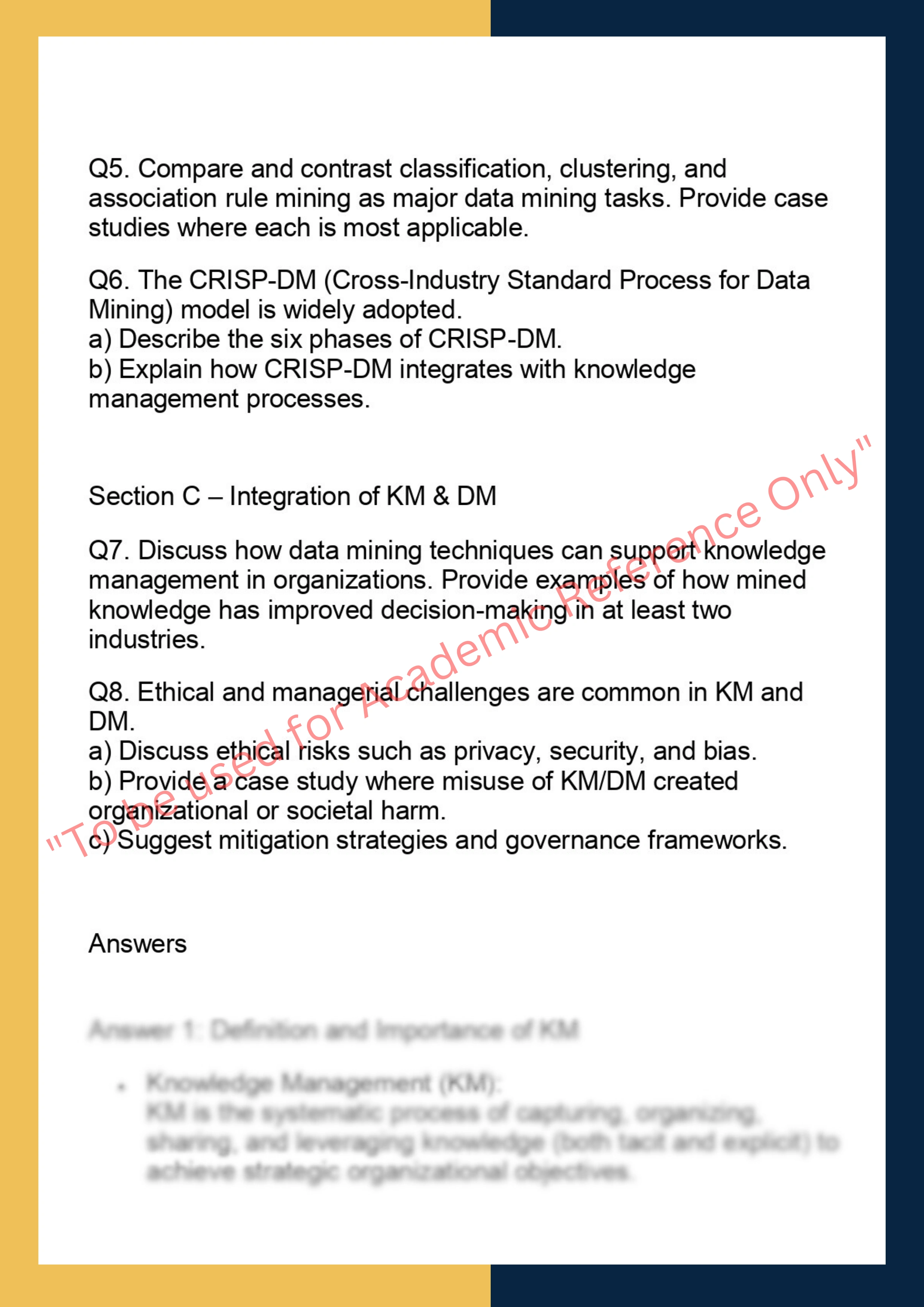 CSE6052– Knowledge Management and  Data Mining 1