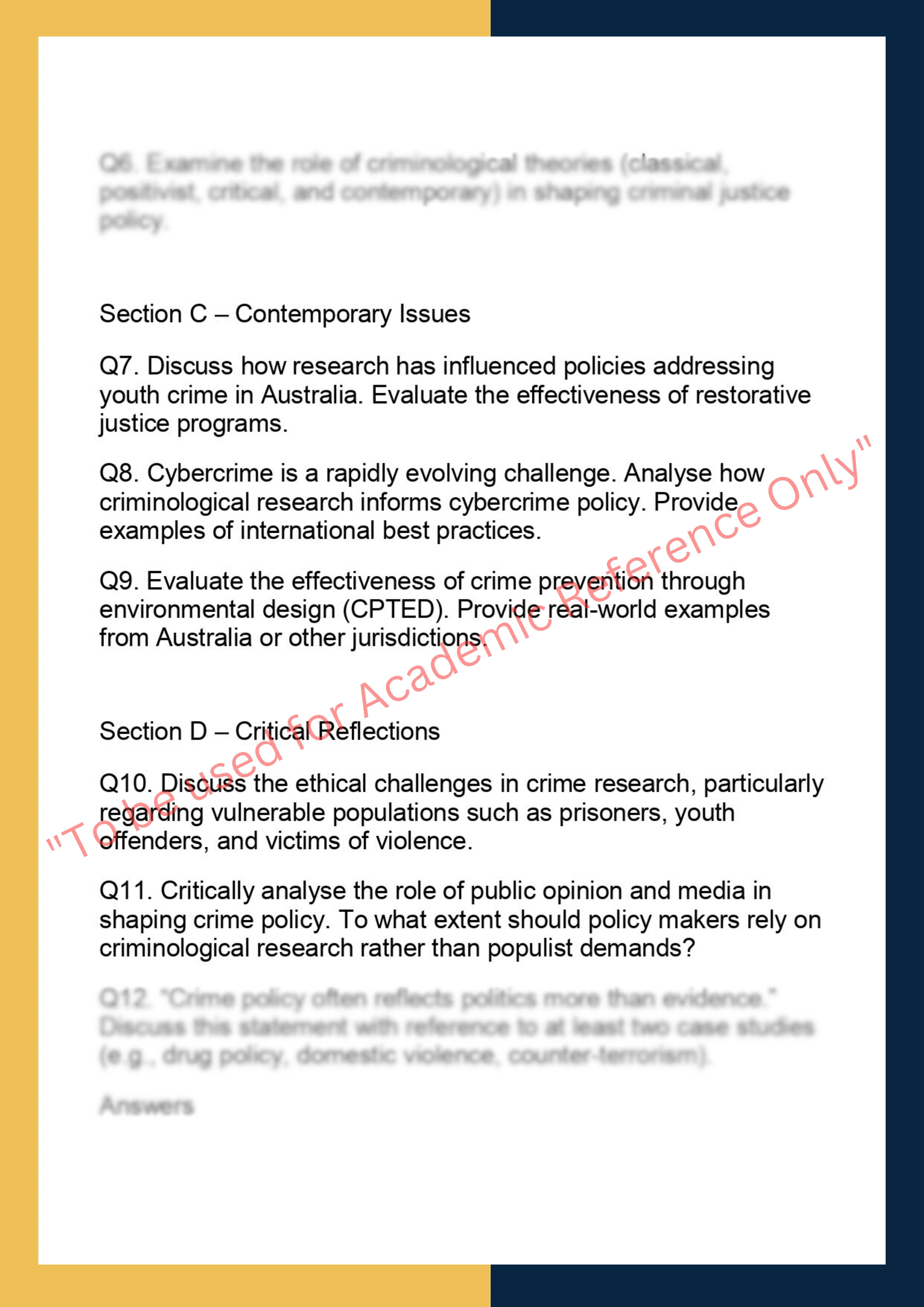 LAWS6032– Crime Research and Policy 1
