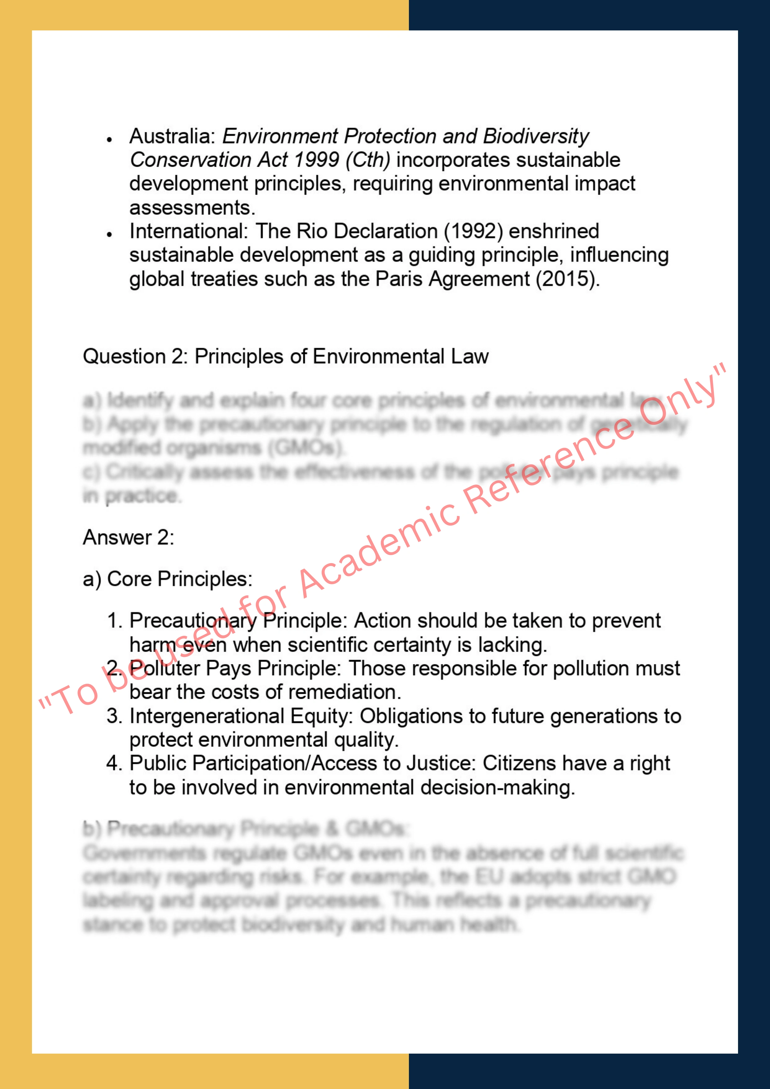 LAWS6044– Environmental Law and Policy 1