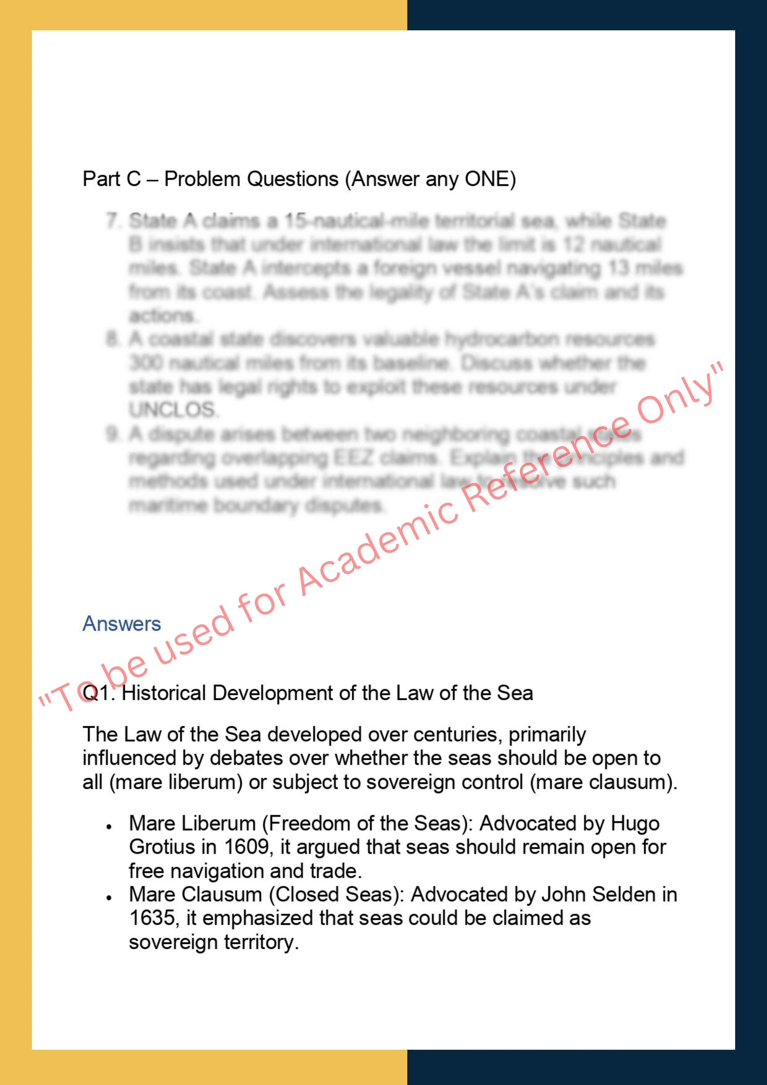 LAWS6047 –  Law of the Sea 1