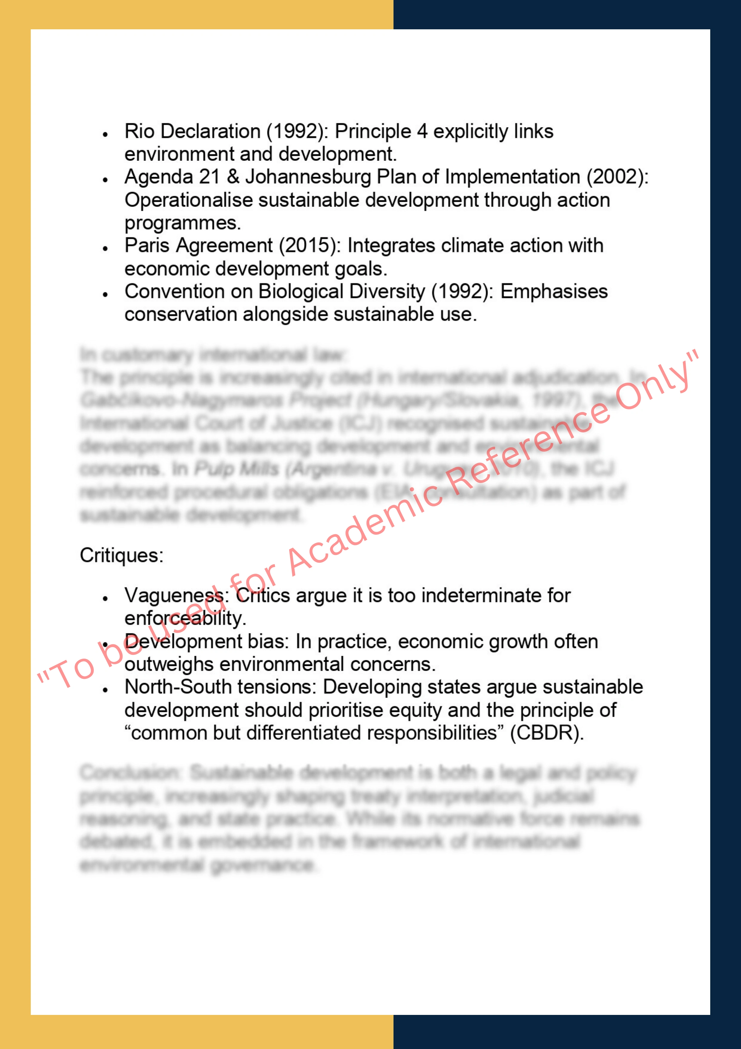 LAWS6061 – International Environmental Law 1