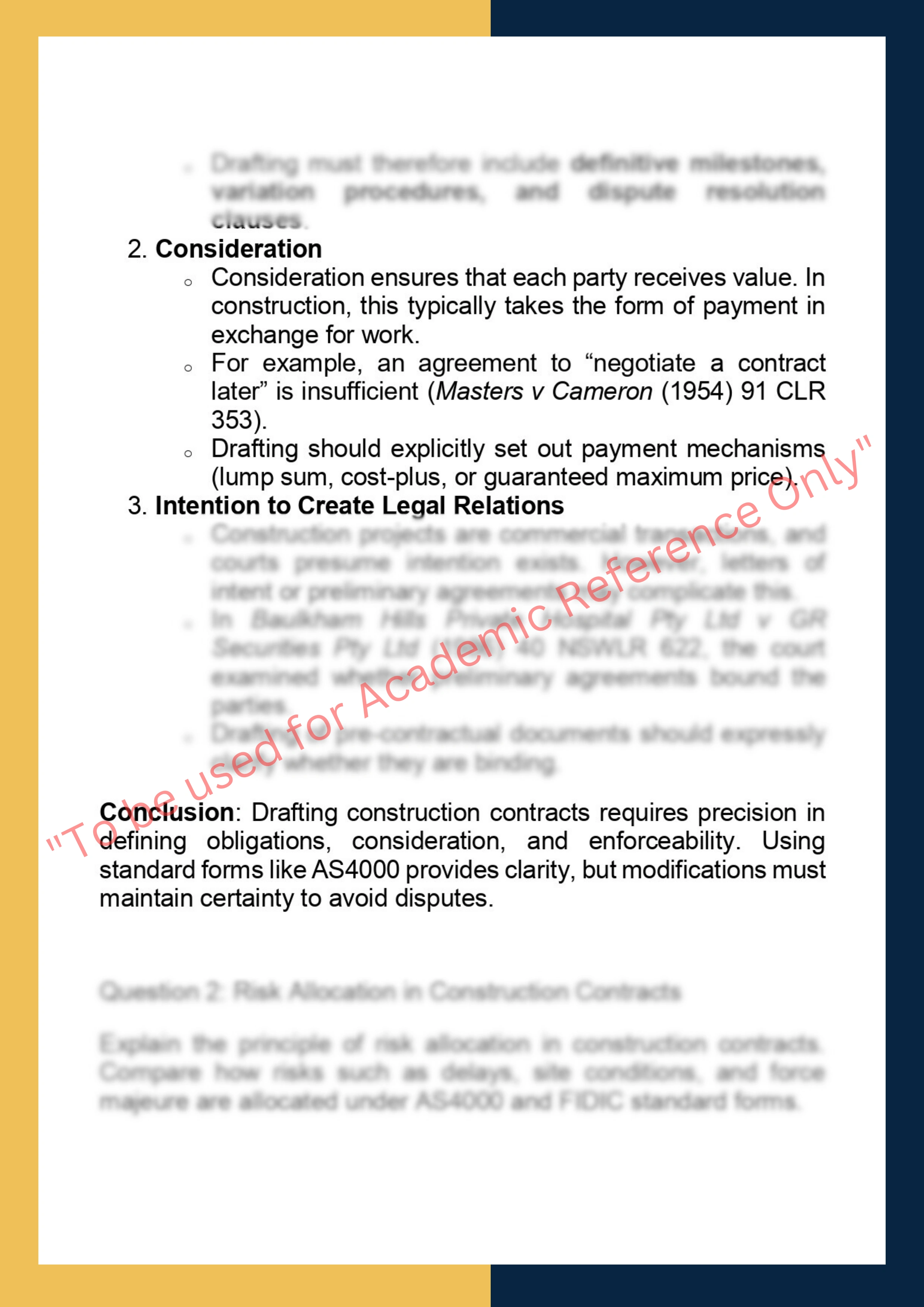 LAWS70270- Construction Contract Analysis,  Drafting 1