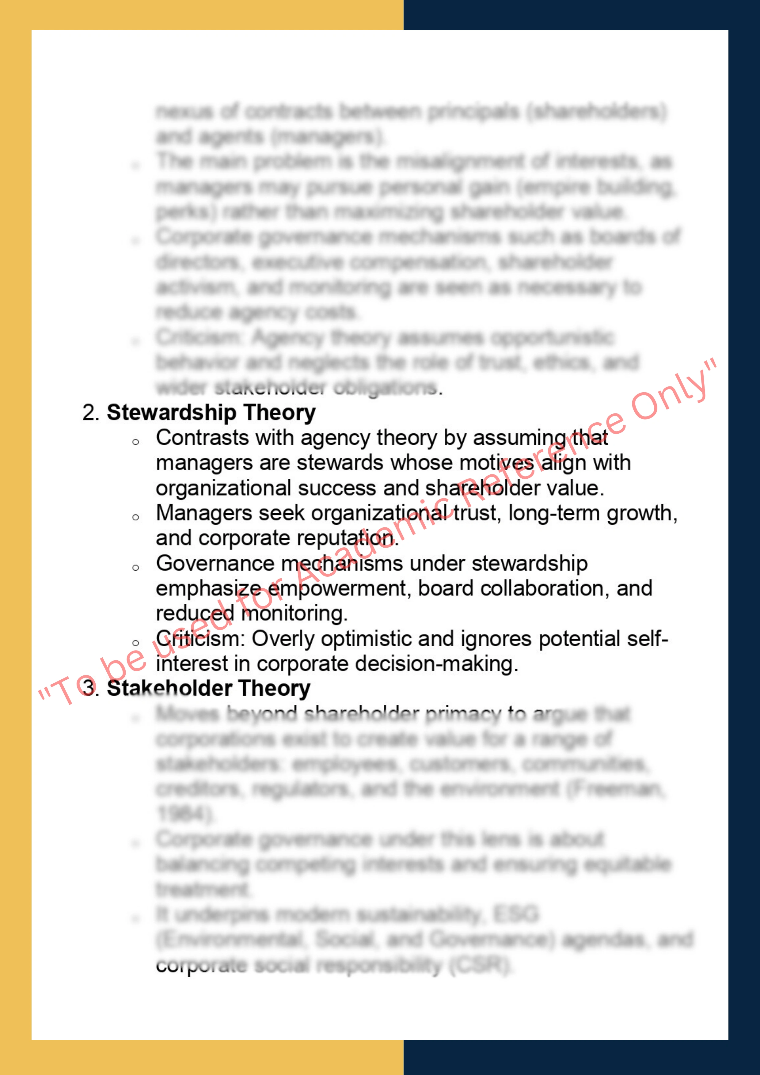 SOLM022 –  Corporate Governance: Foundational and Theoretical 1