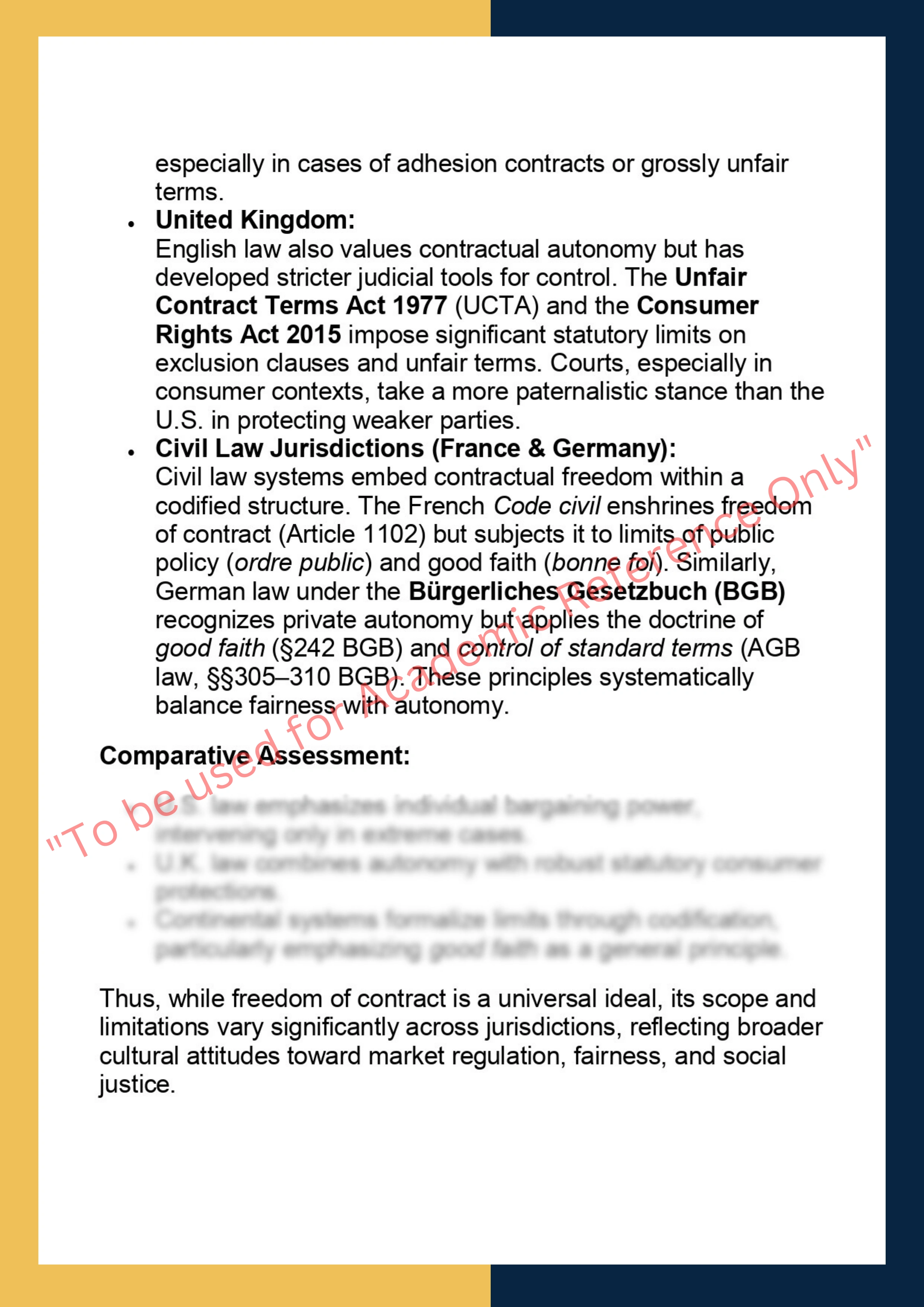 SOLM024 – Comparative Contract Law 1