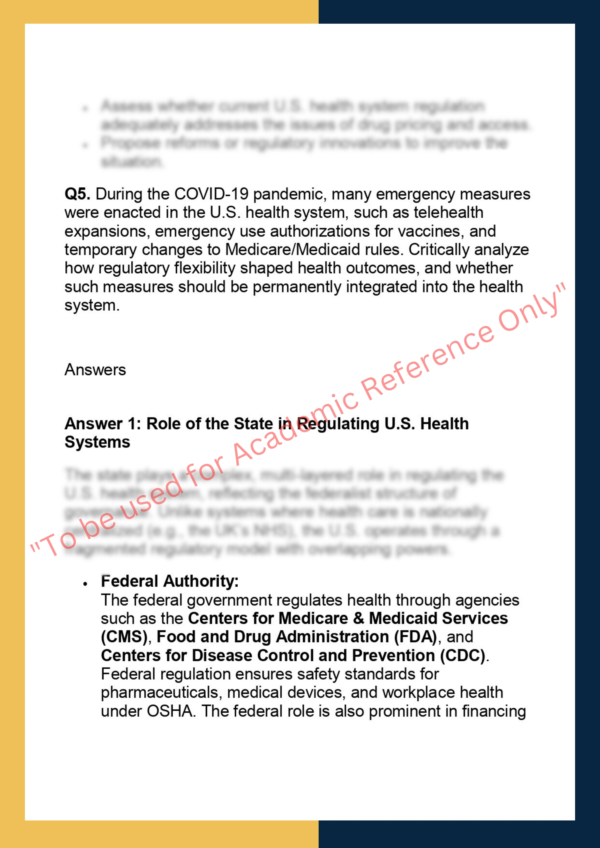 SOLM111– Regulating Health Systems 1