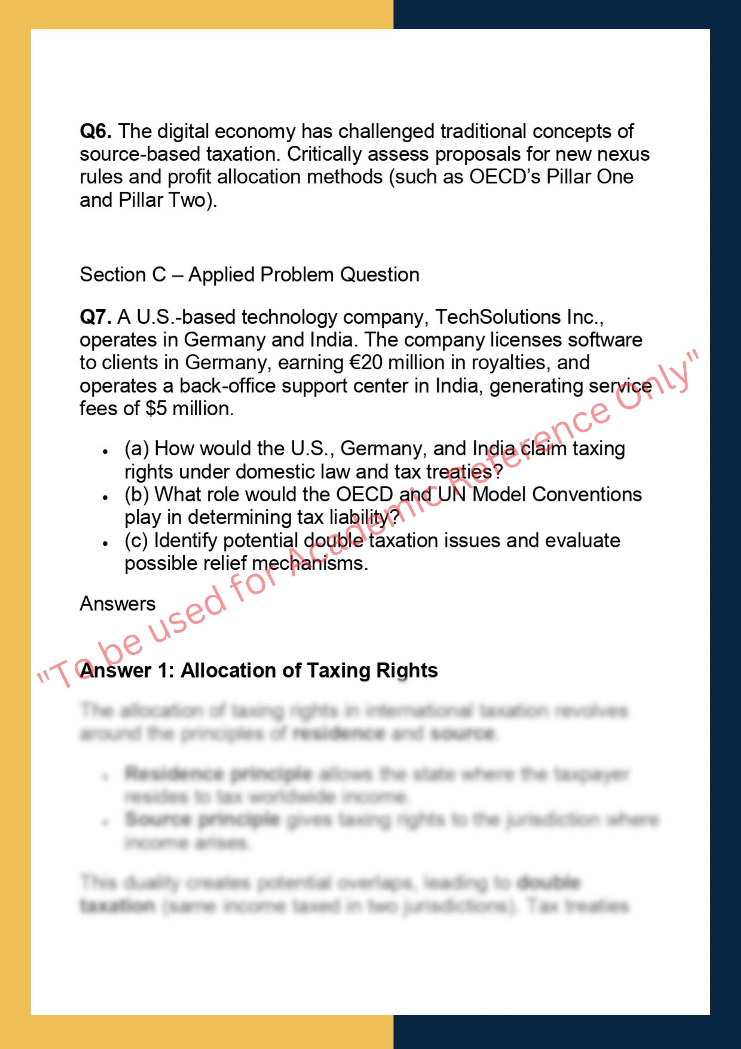 SOLM119–  International Tax Law 1