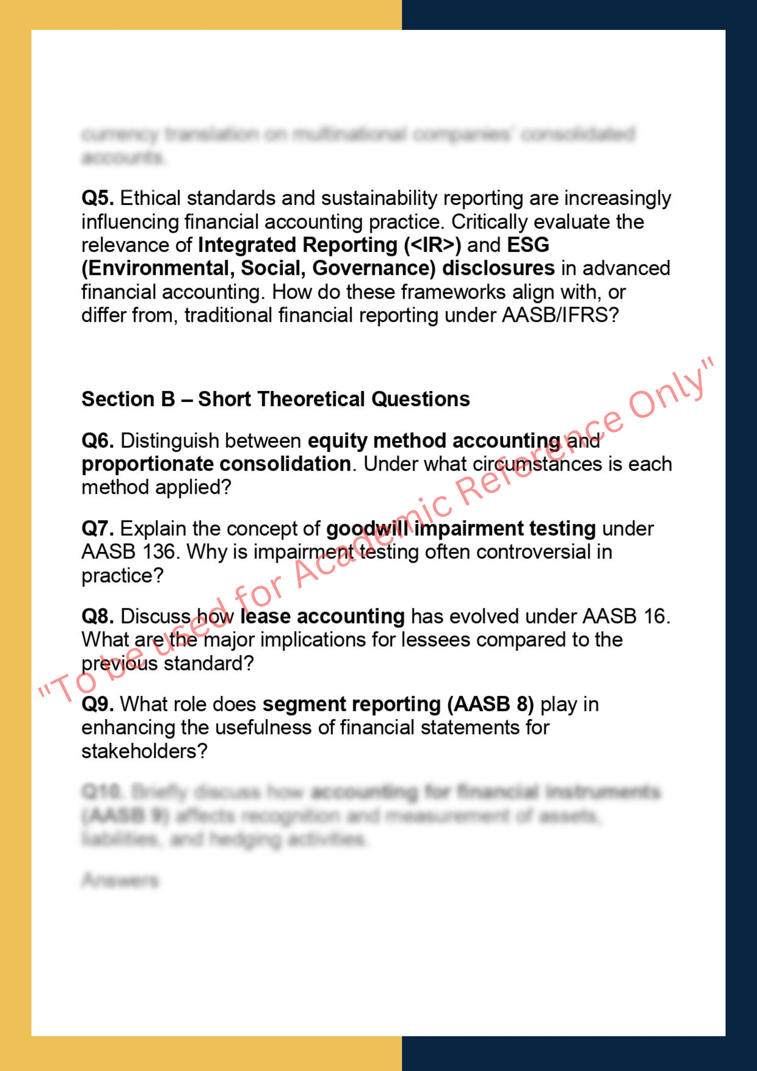 ACCT7001  – Advanced Financial  Accounting 1