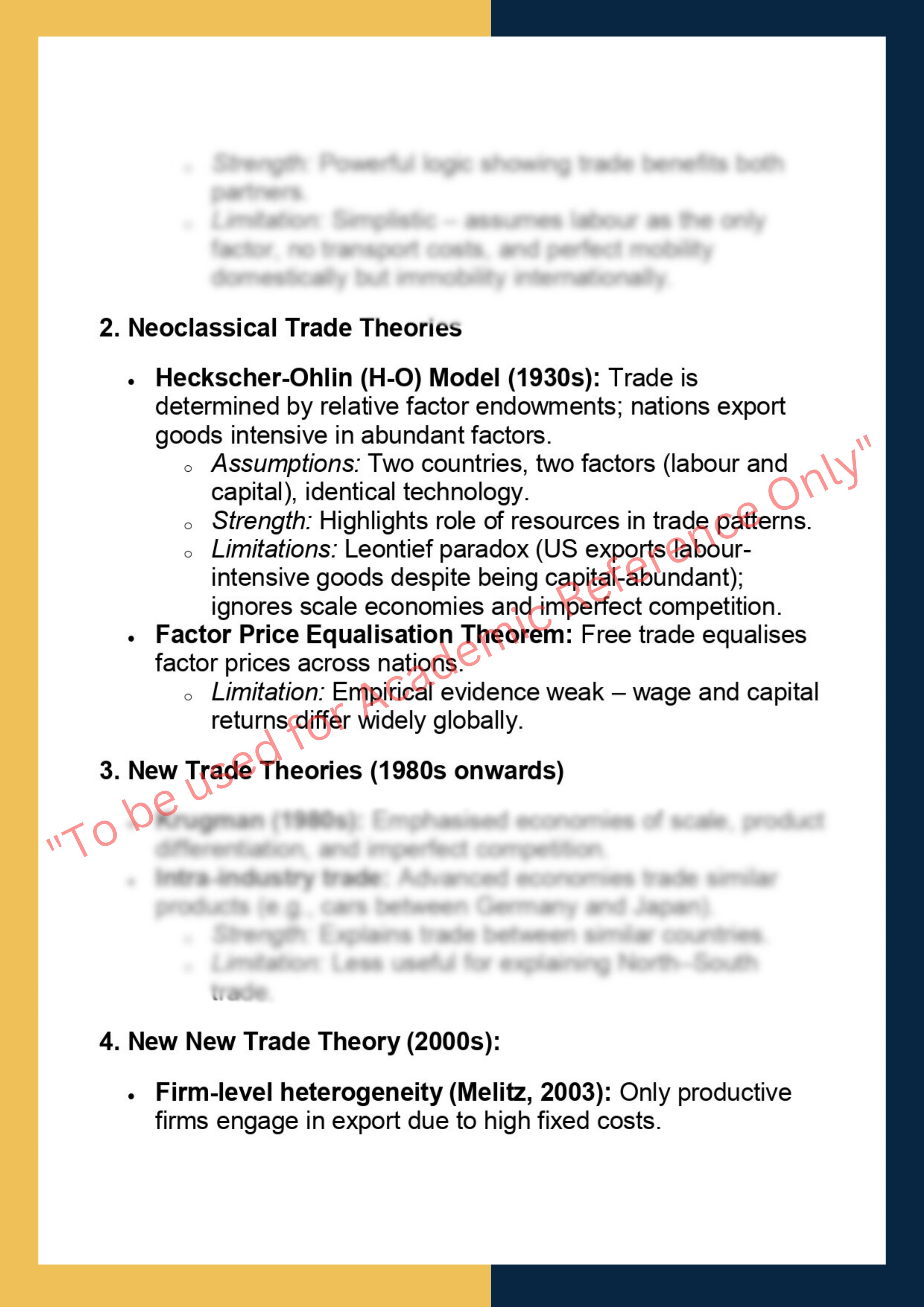 ECNM7020 –  International Economics 1