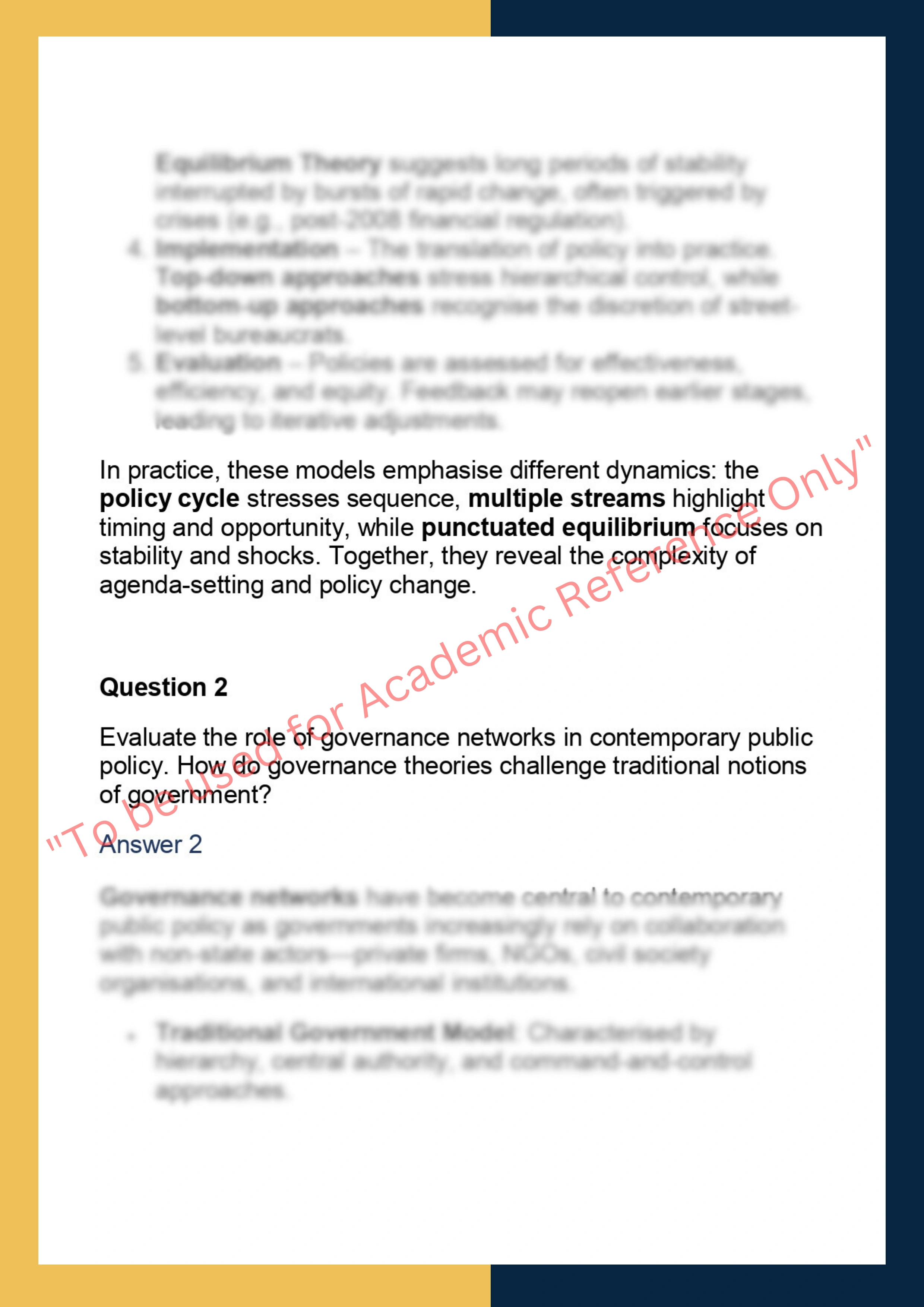 PUBL7023 – Public Policy & Governance 1