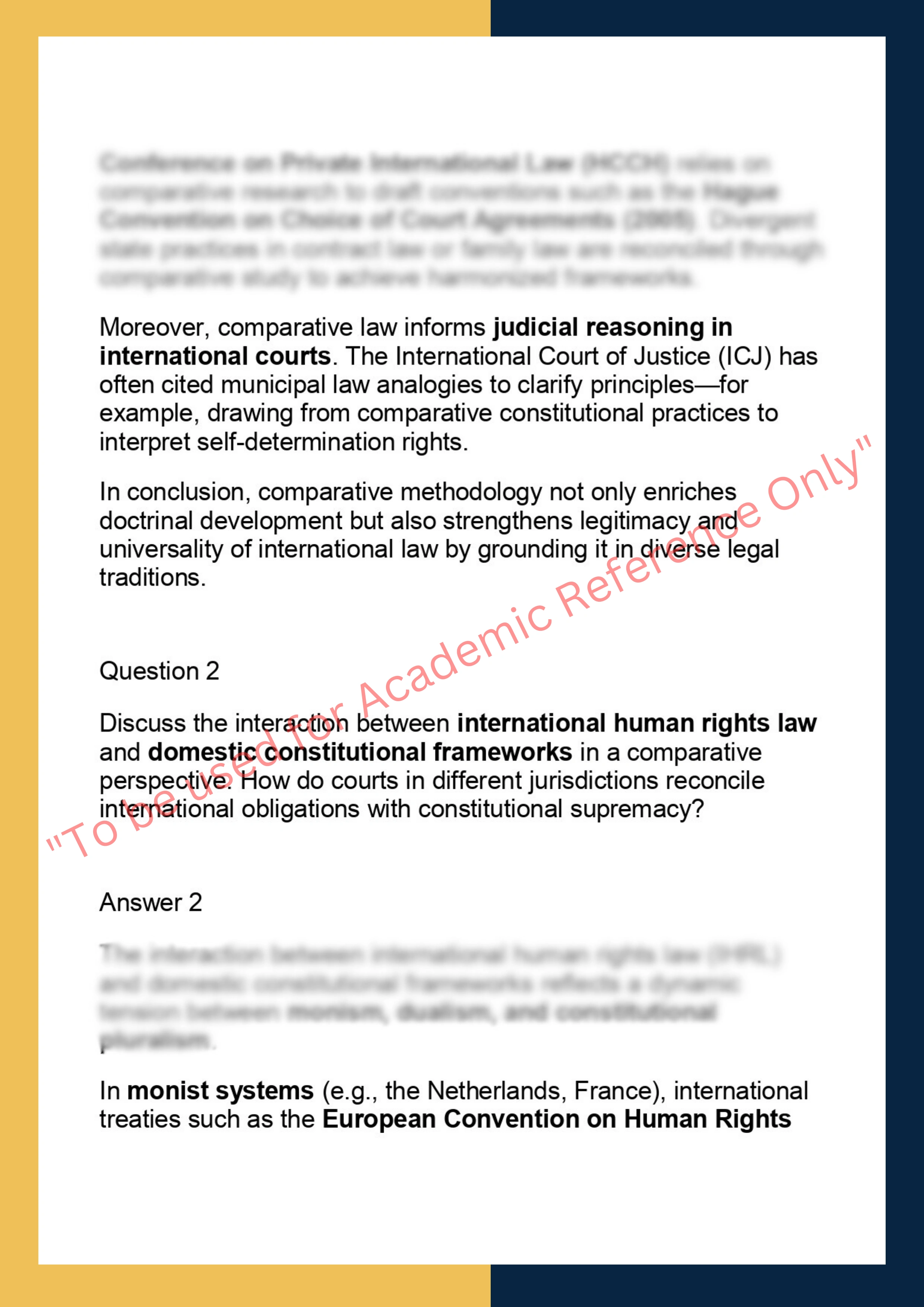 LAW7421 – Comparative International Law  Dissertation 1