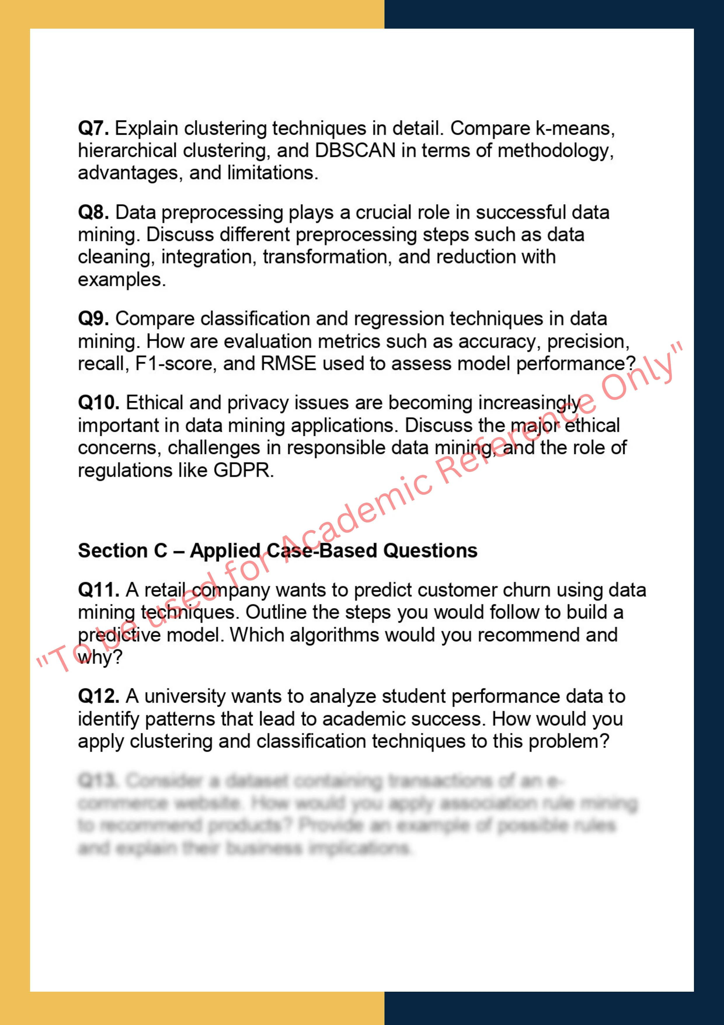 ANLY 600–  Data Mining 1