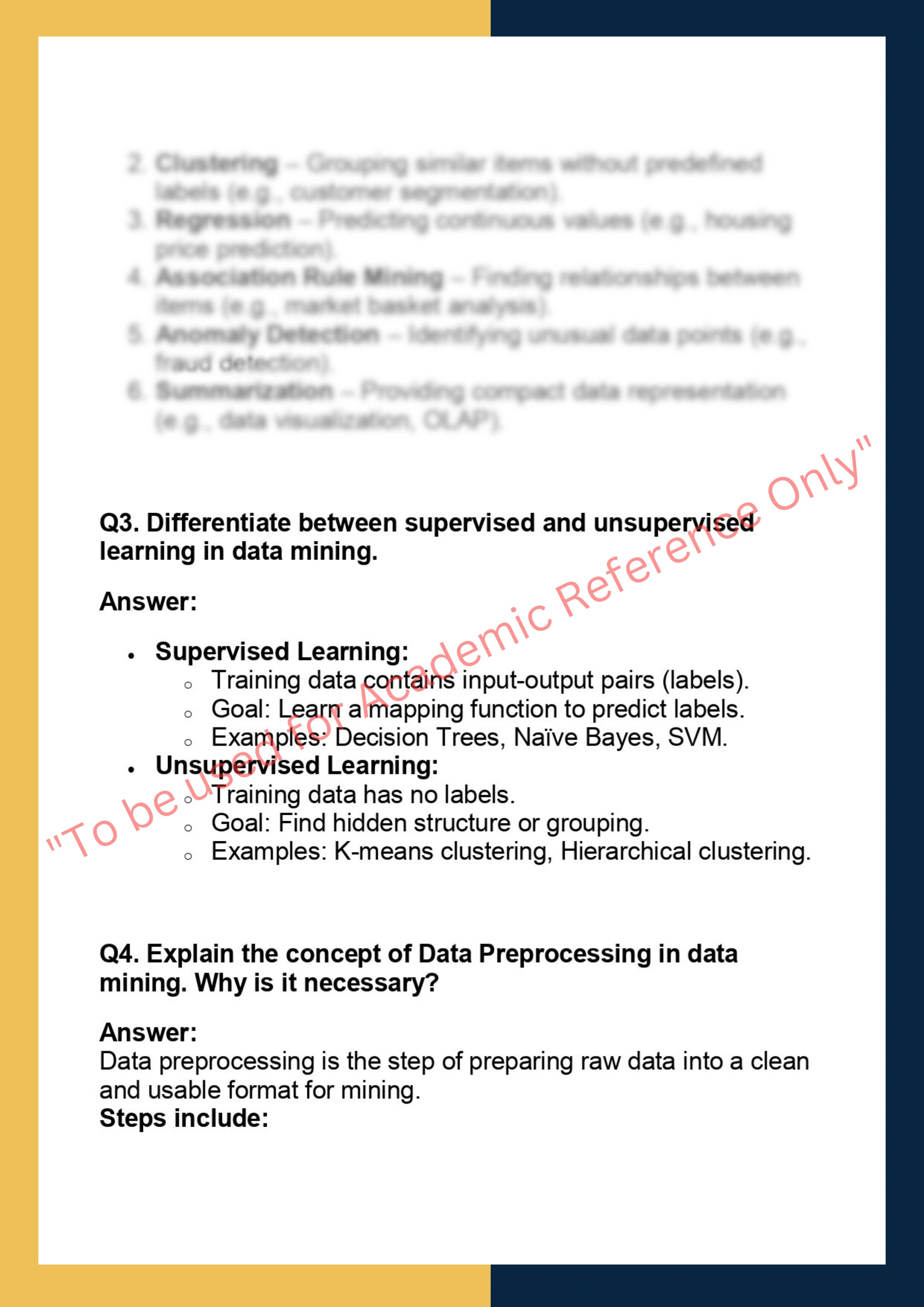 Sample Solution for CSE 4107 –  Data Mining 1
