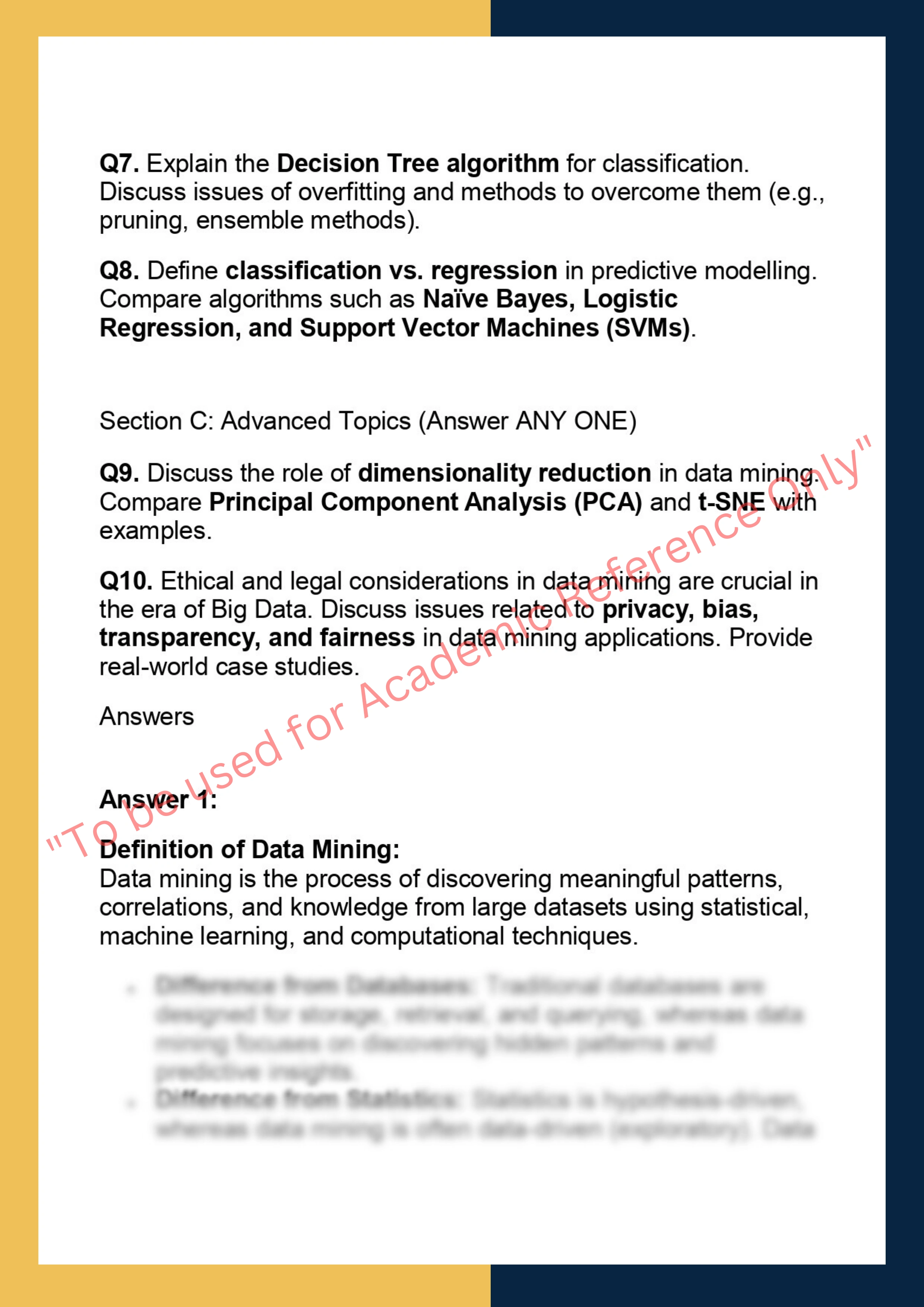 363D– Introduction to Data Mining 1