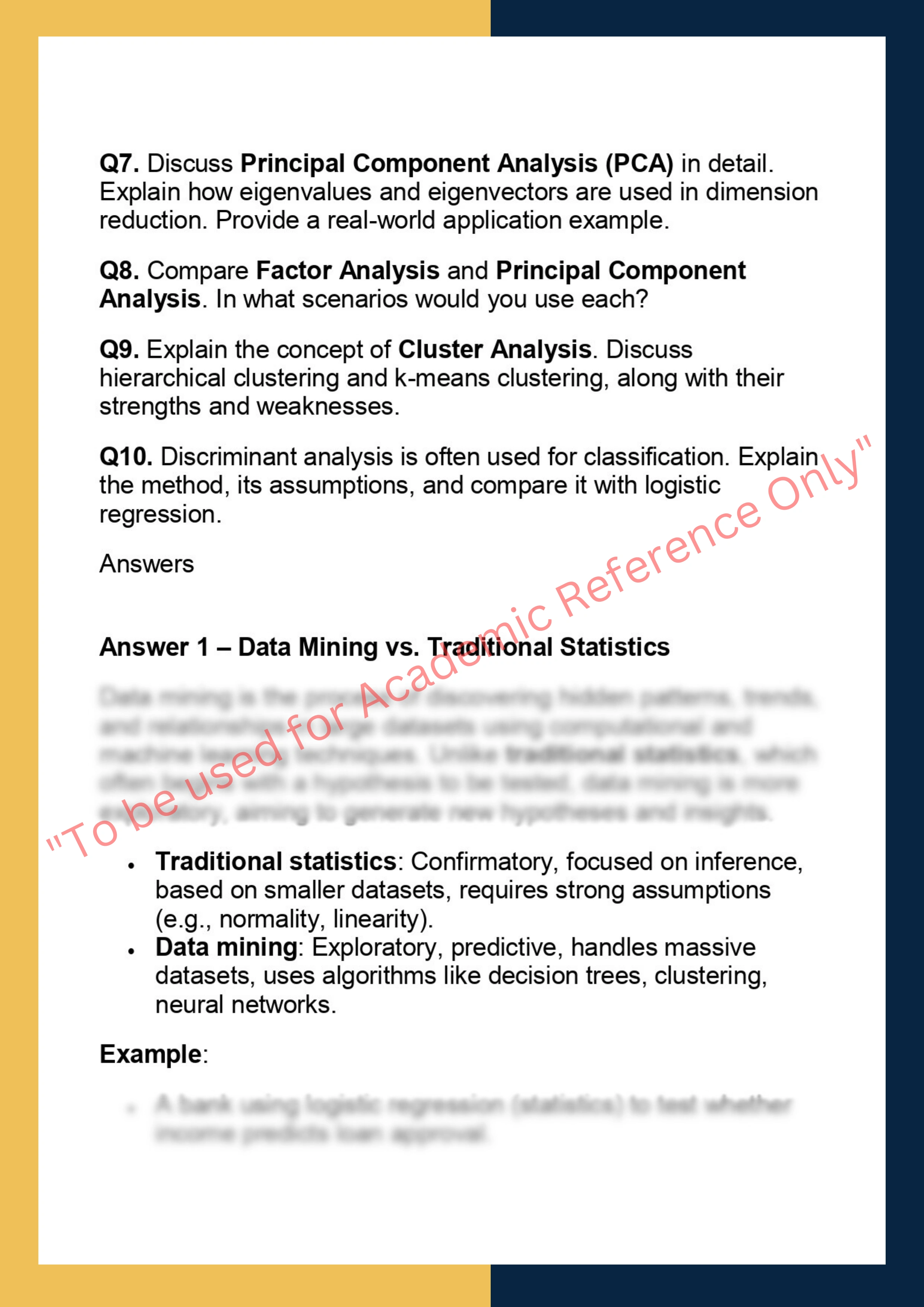 TO 567– Data Mining and Applied Multivariate Analysis 1