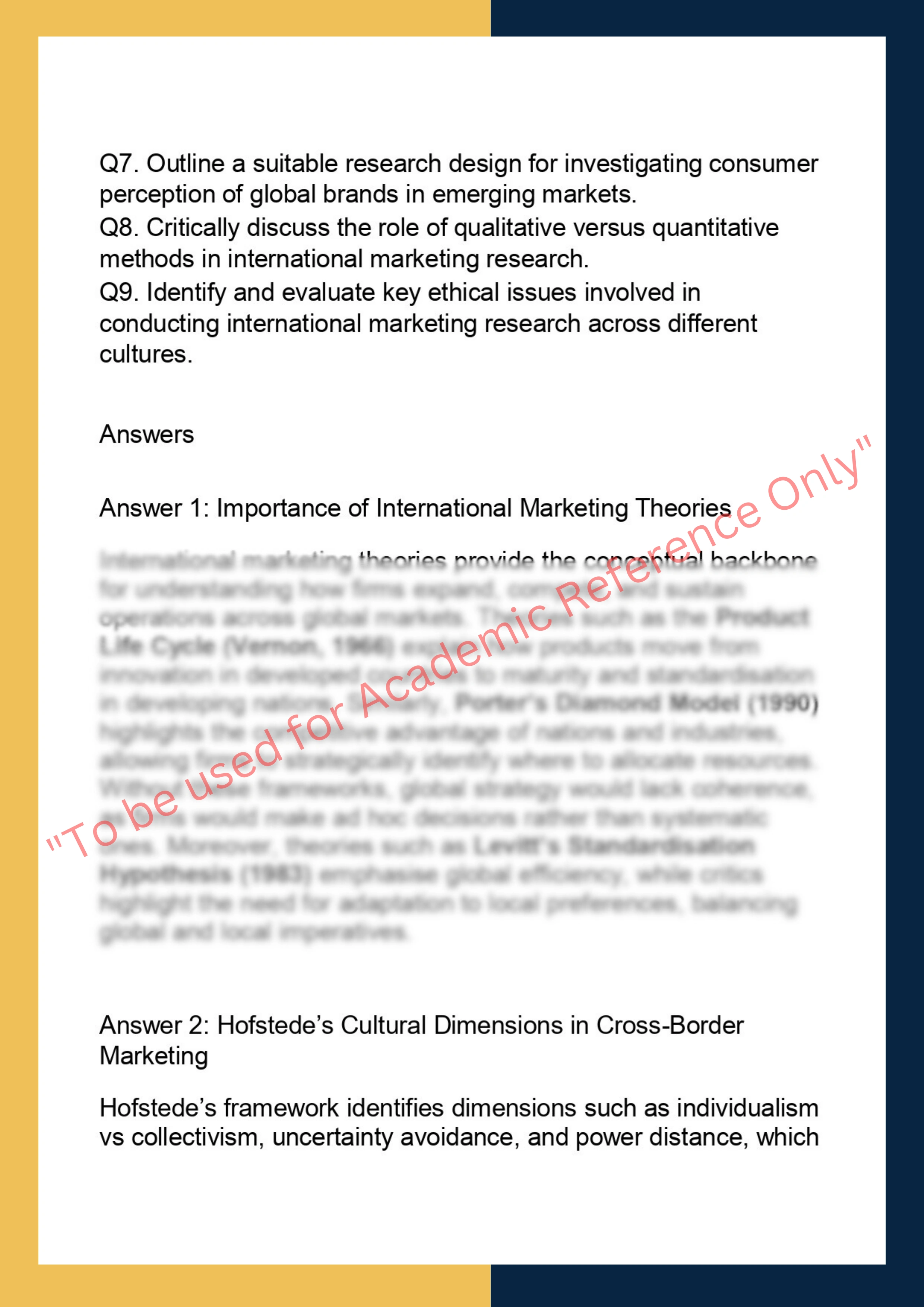 MKTG7012 International Marketing  Dissertation 1