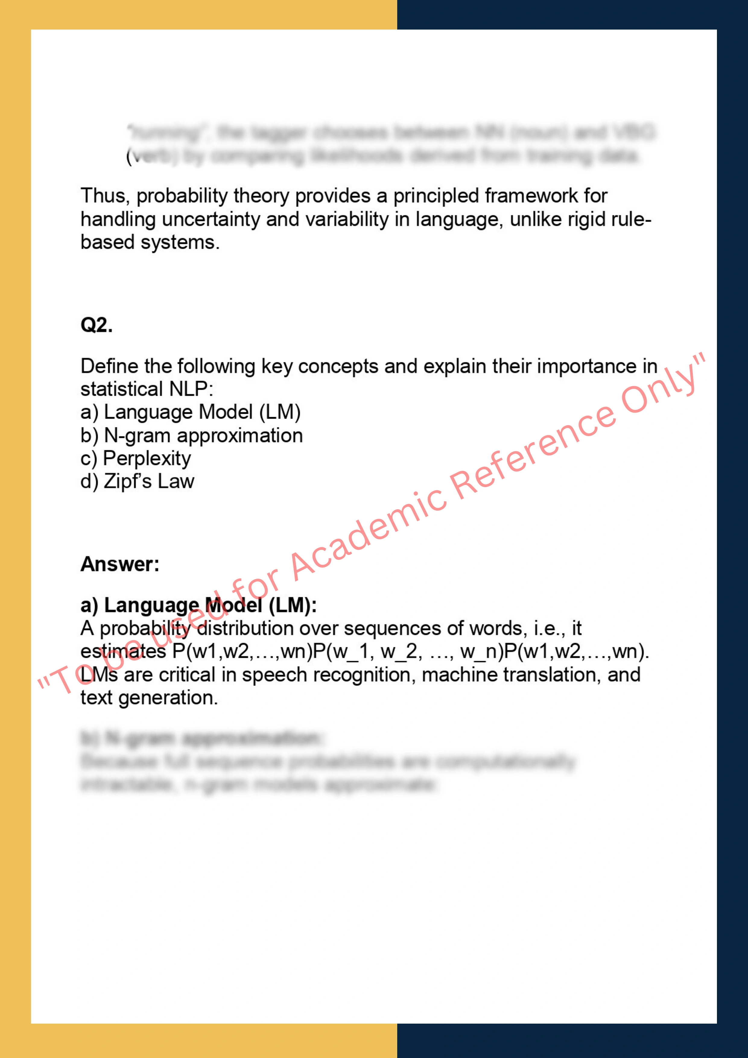 COMP0087 – Statistical Natural Language  Processing 1
