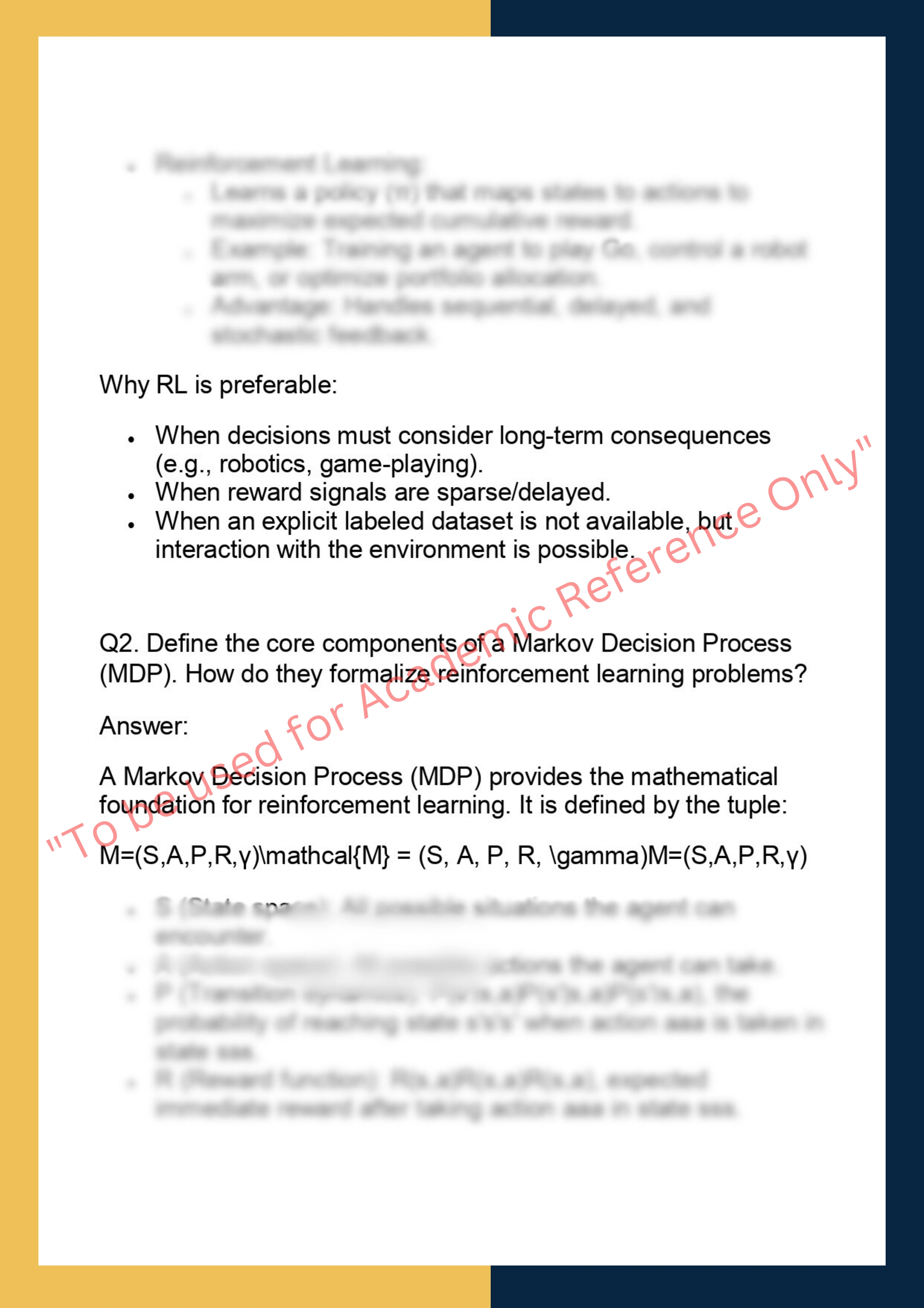 COMP4630 –  Reinforcement Learning 1