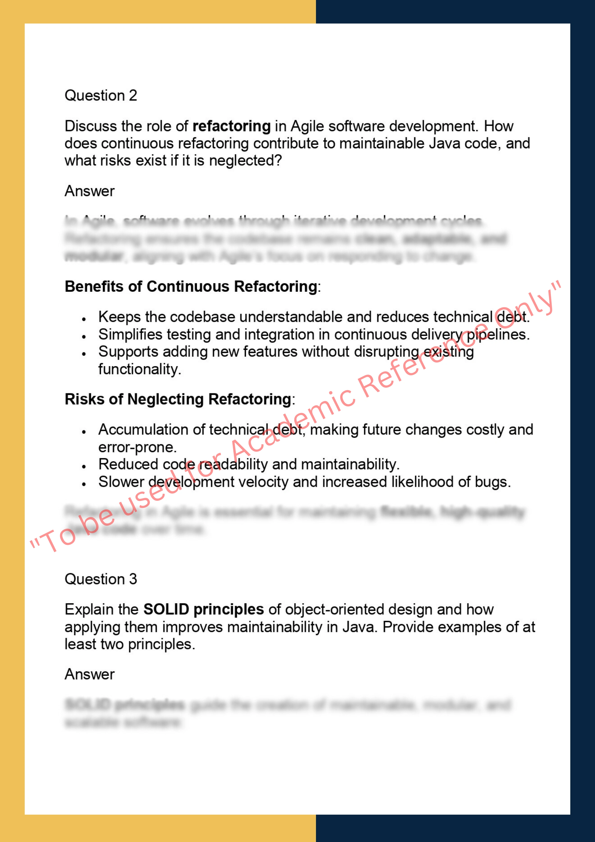 RMJ623 – Refactoring & Maintainable Java  Code 1