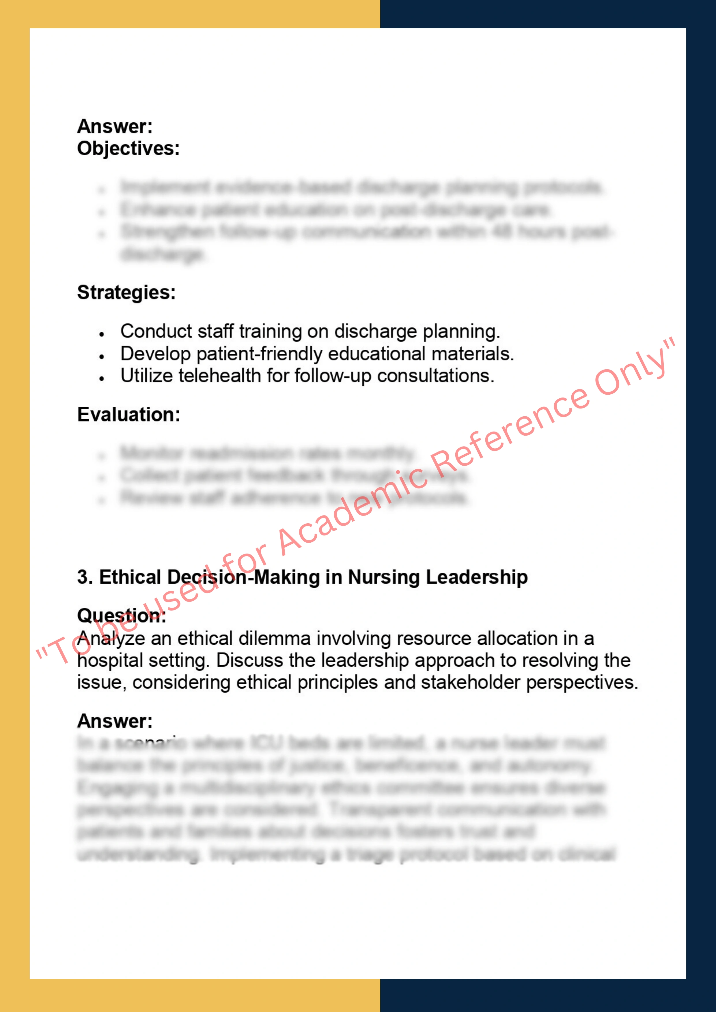 NURS 530 –  Nursing Leadership and  Management 1