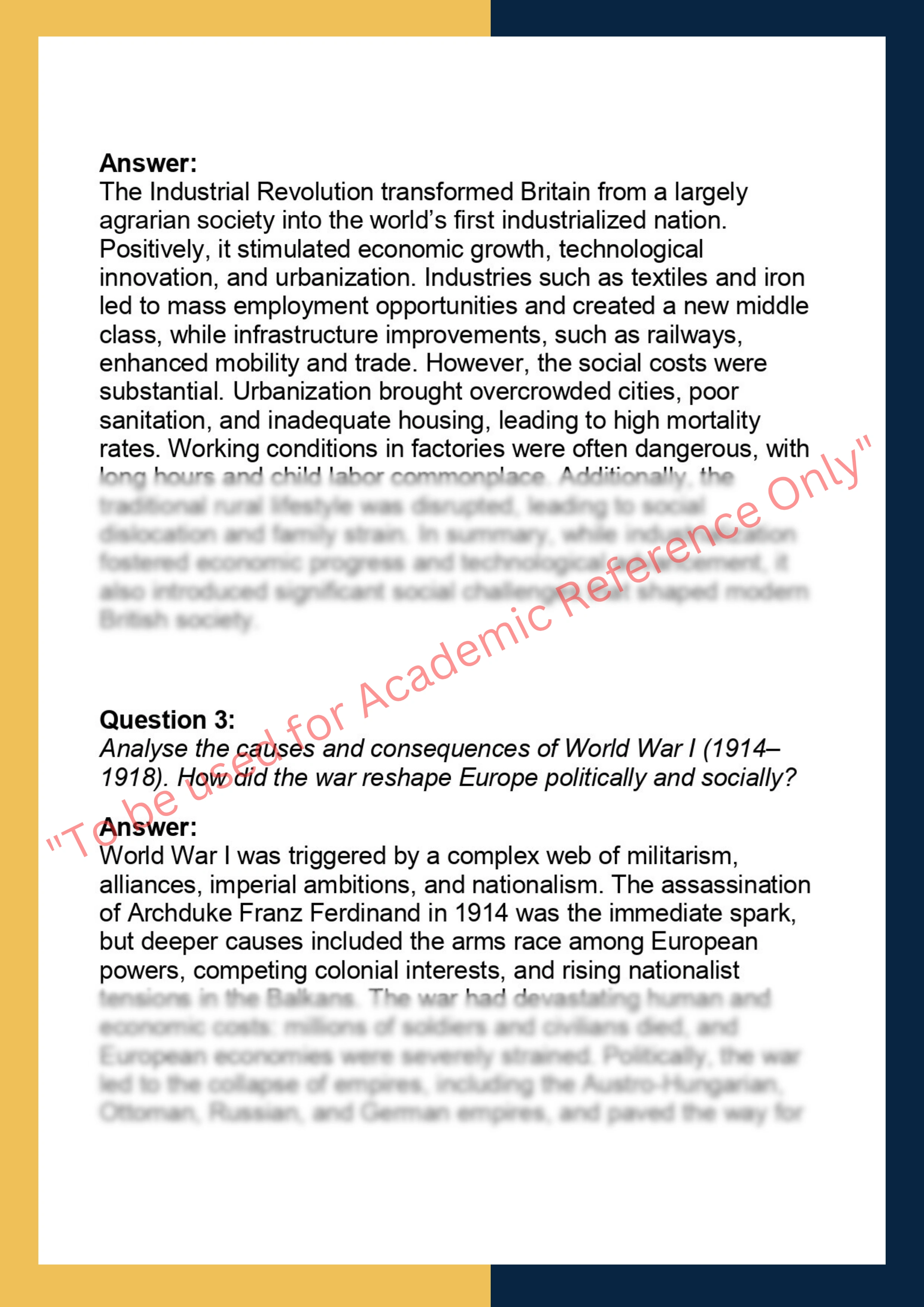 HIS201 –  Modern History 1