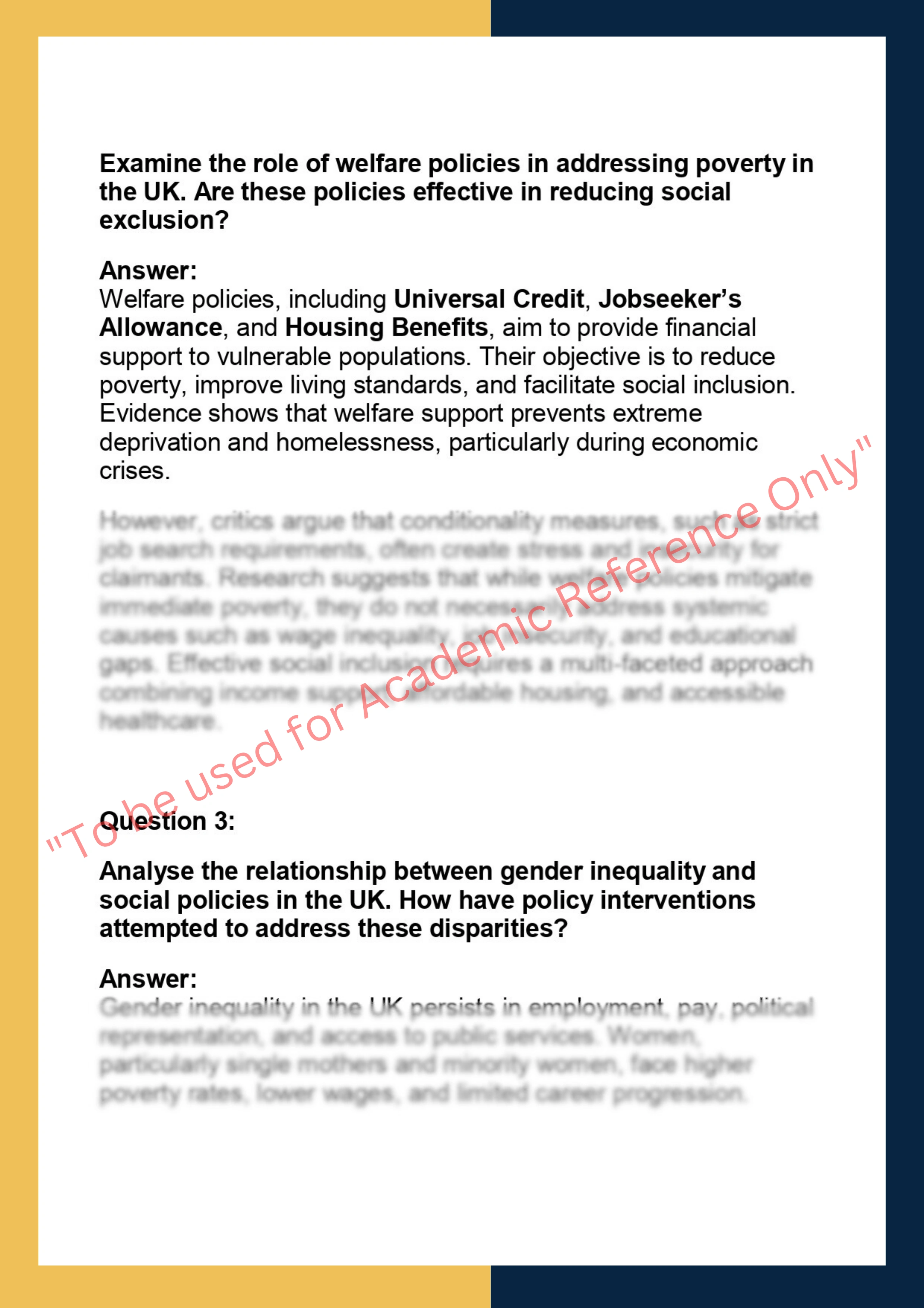 SOC201 –  Social Issues and Policies 1
