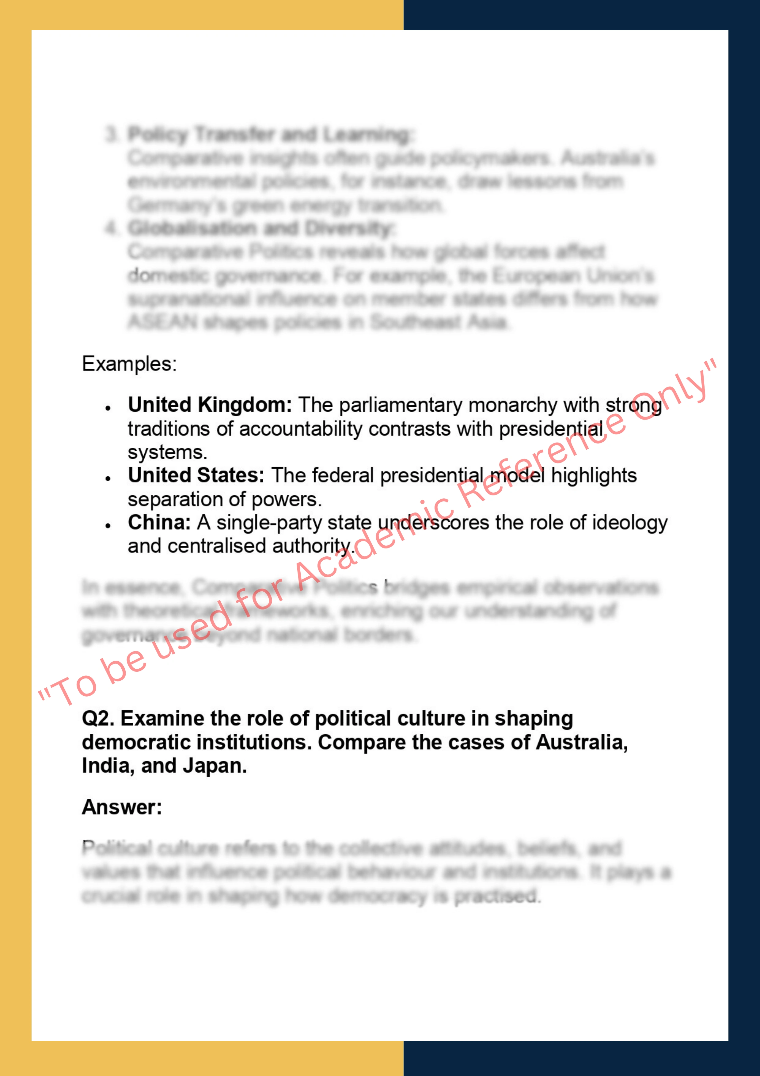 POL201 –  Comparative Politics 1