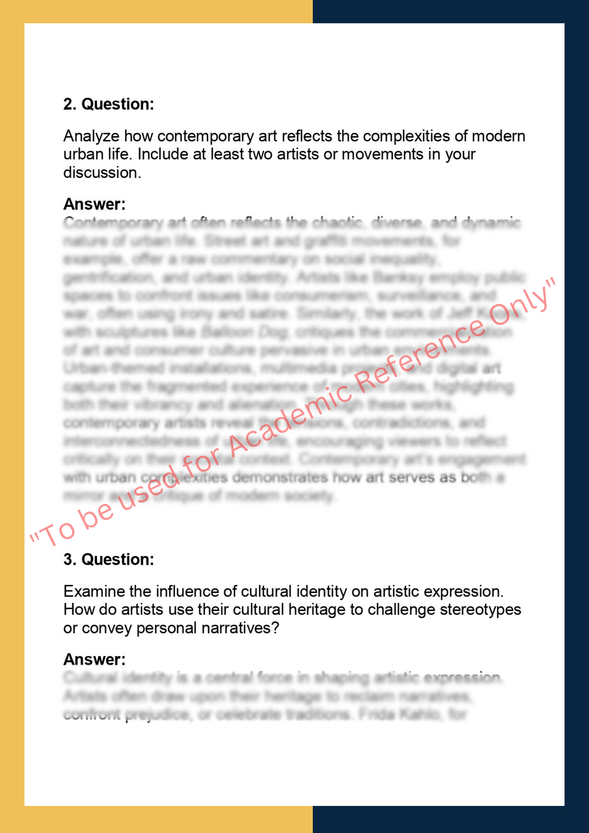 ART101 – Art and  Society 1