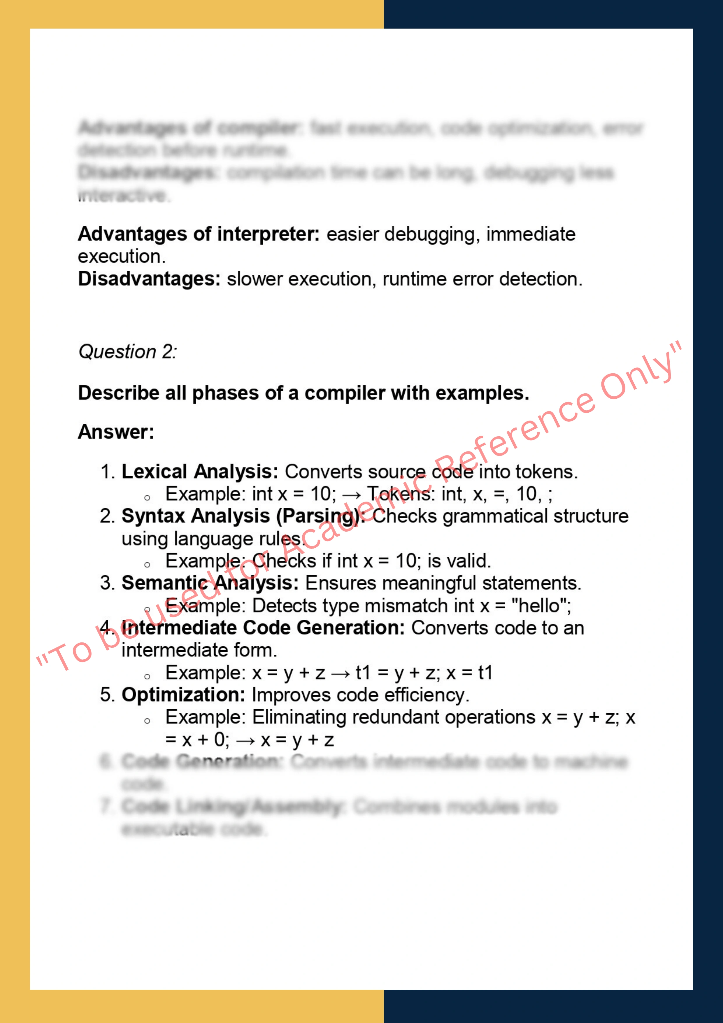 CS401 – Compiler Design and  Programming 1