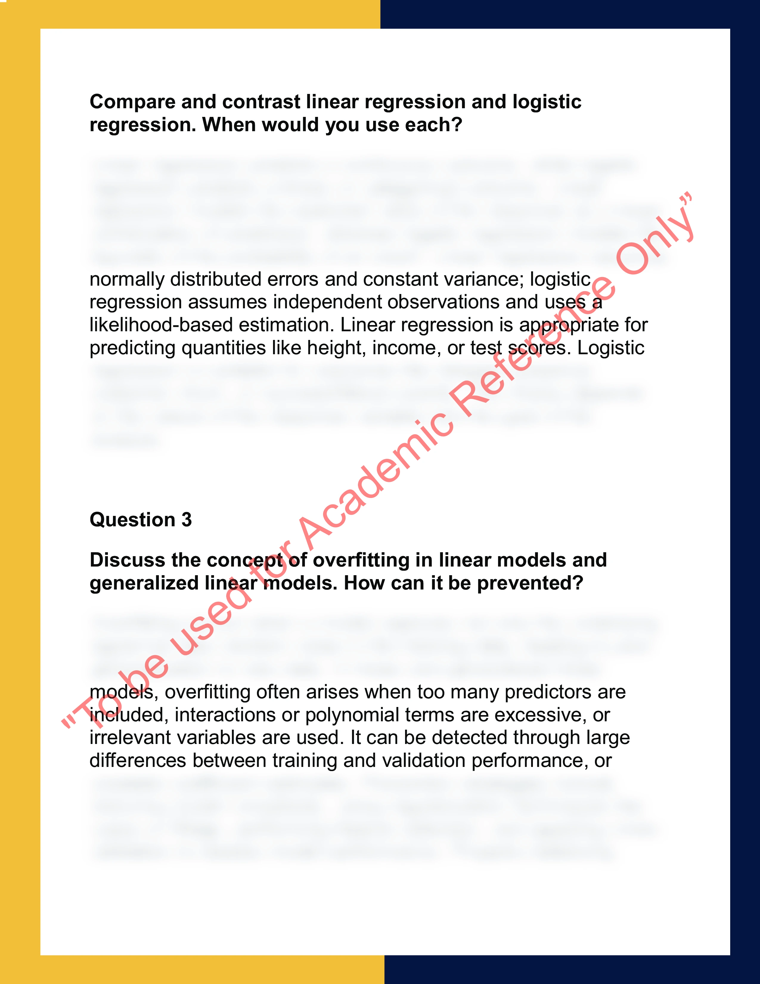 STAT5003 – Linear & Generalized Linear  Models 1