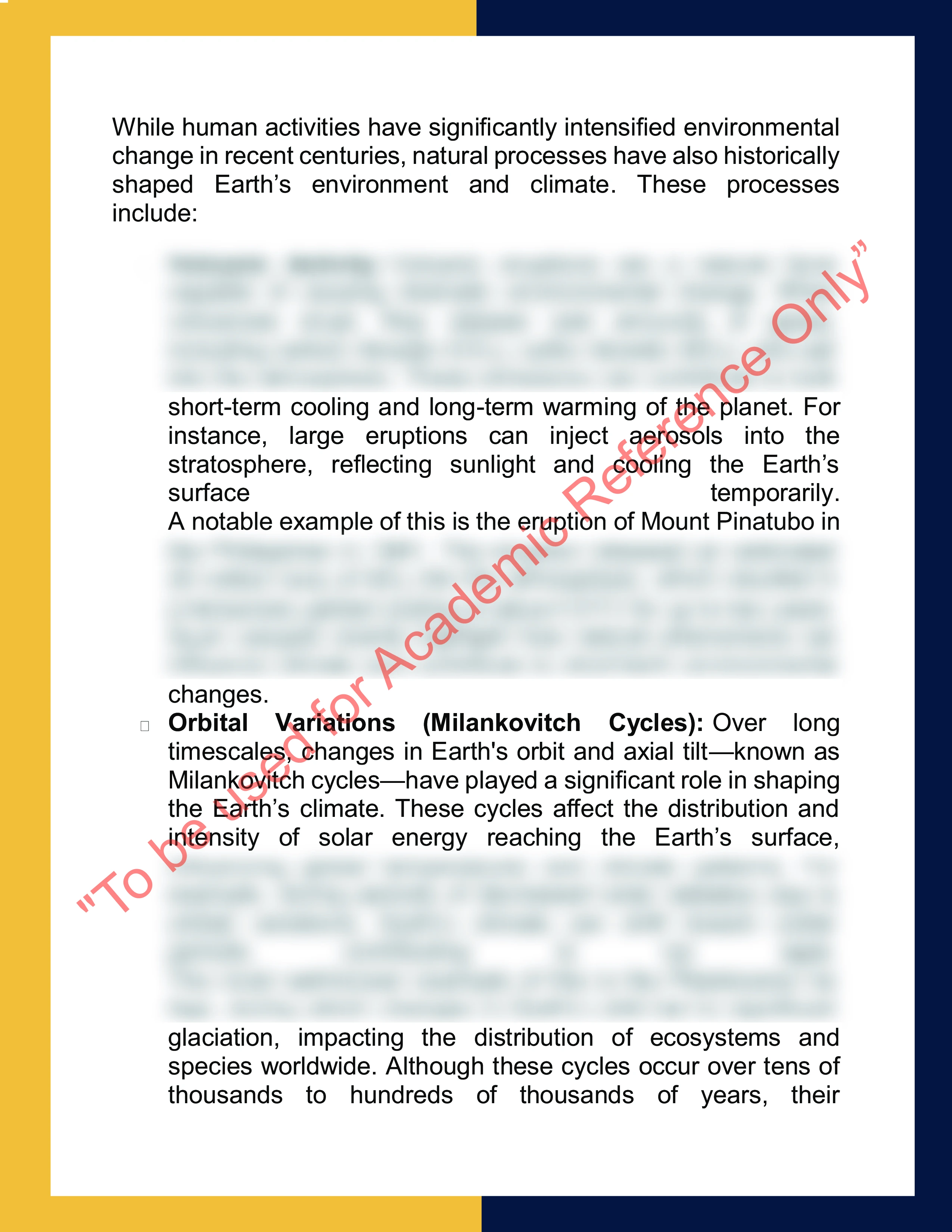 Assignment sample solution of GEOG2004 - Global Environmental Change 1