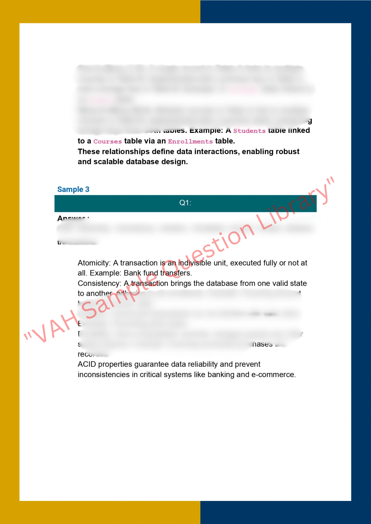 Assignment sample solution of DBMS101 - Fundamentals of Database Systems 2