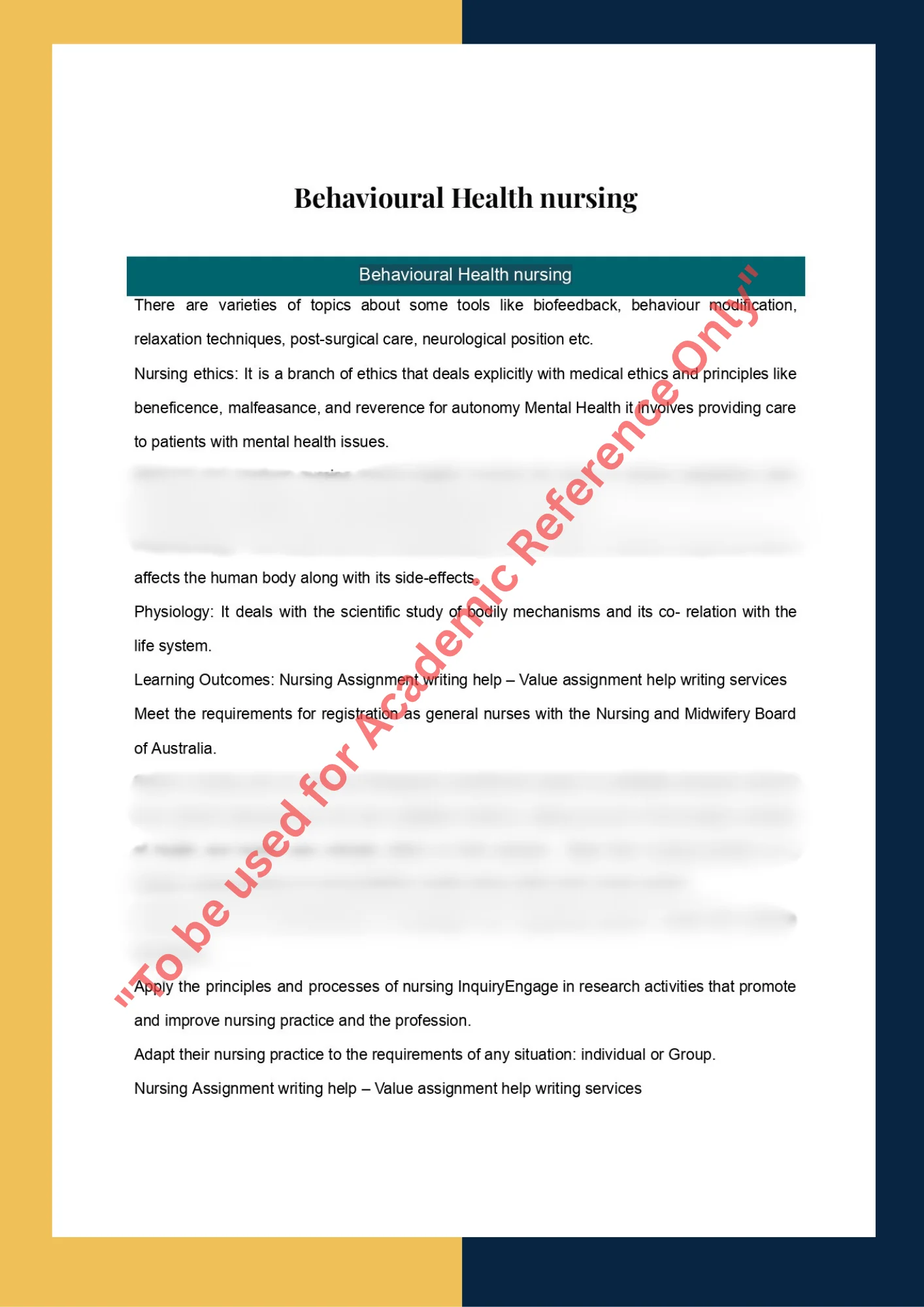 Behavioural Health nursing 0
